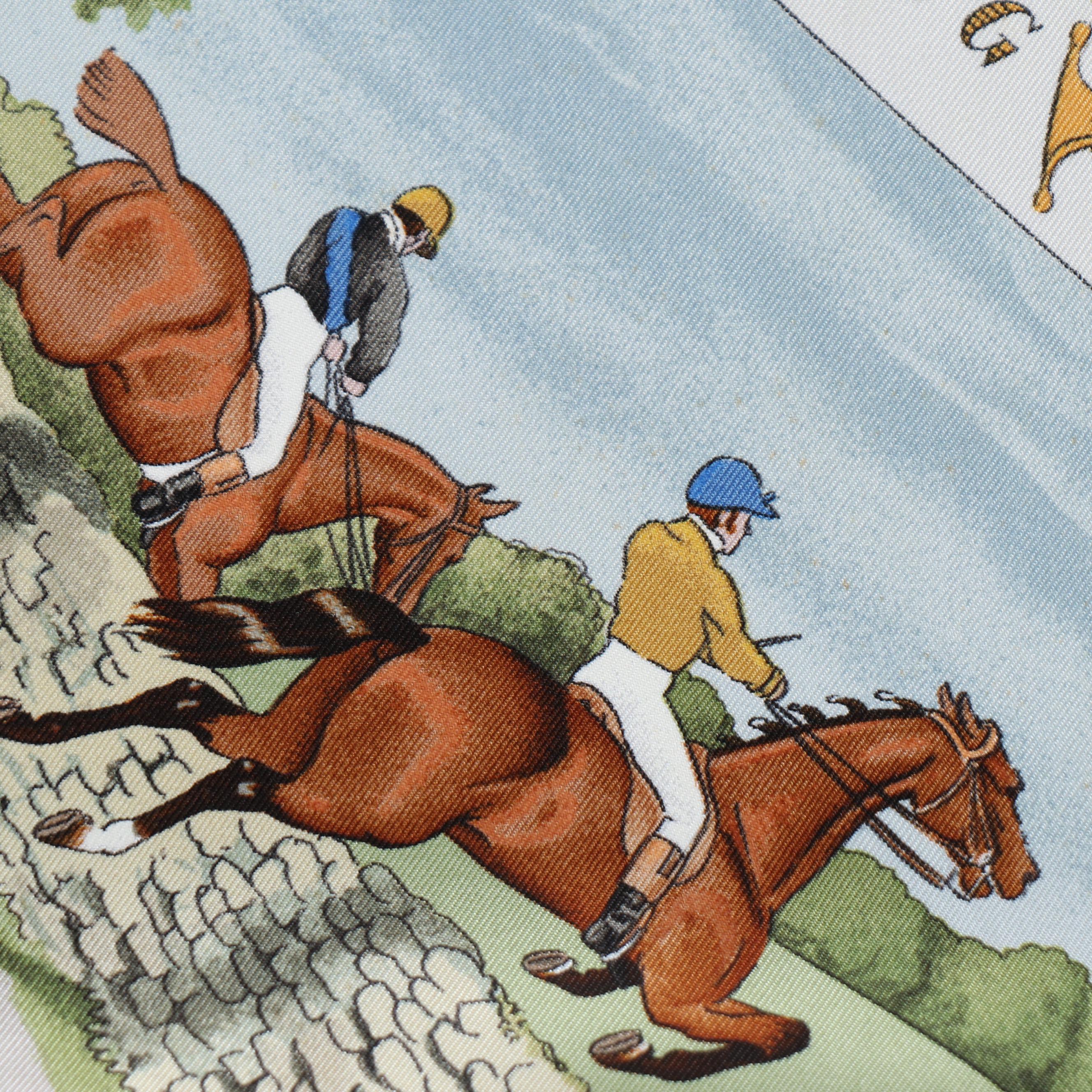 Hermès Early Issue "Sportsmen" Scarf 90 in Silk Twill with Gift Box