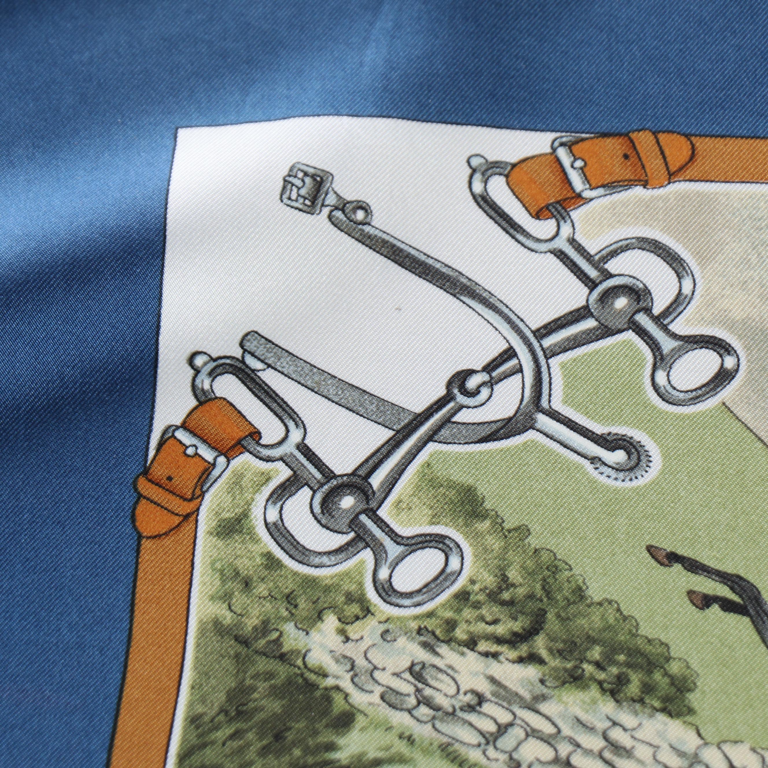 Hermès Early Issue "Sportsmen" Scarf 90 in Silk Twill with Gift Box