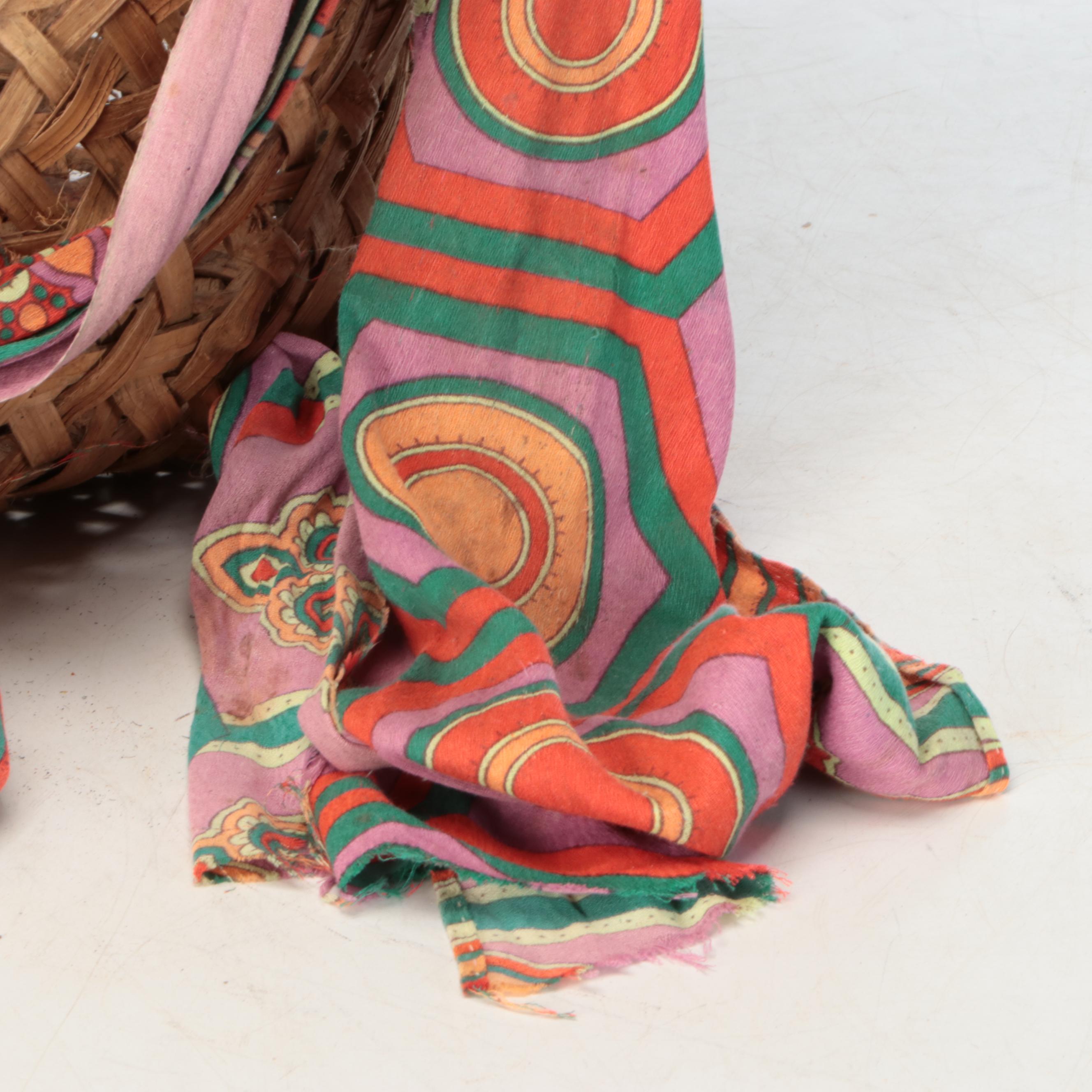 Panamanian Emberá-Wounaan Burden Basket with Scarf Straps and Other Vessel