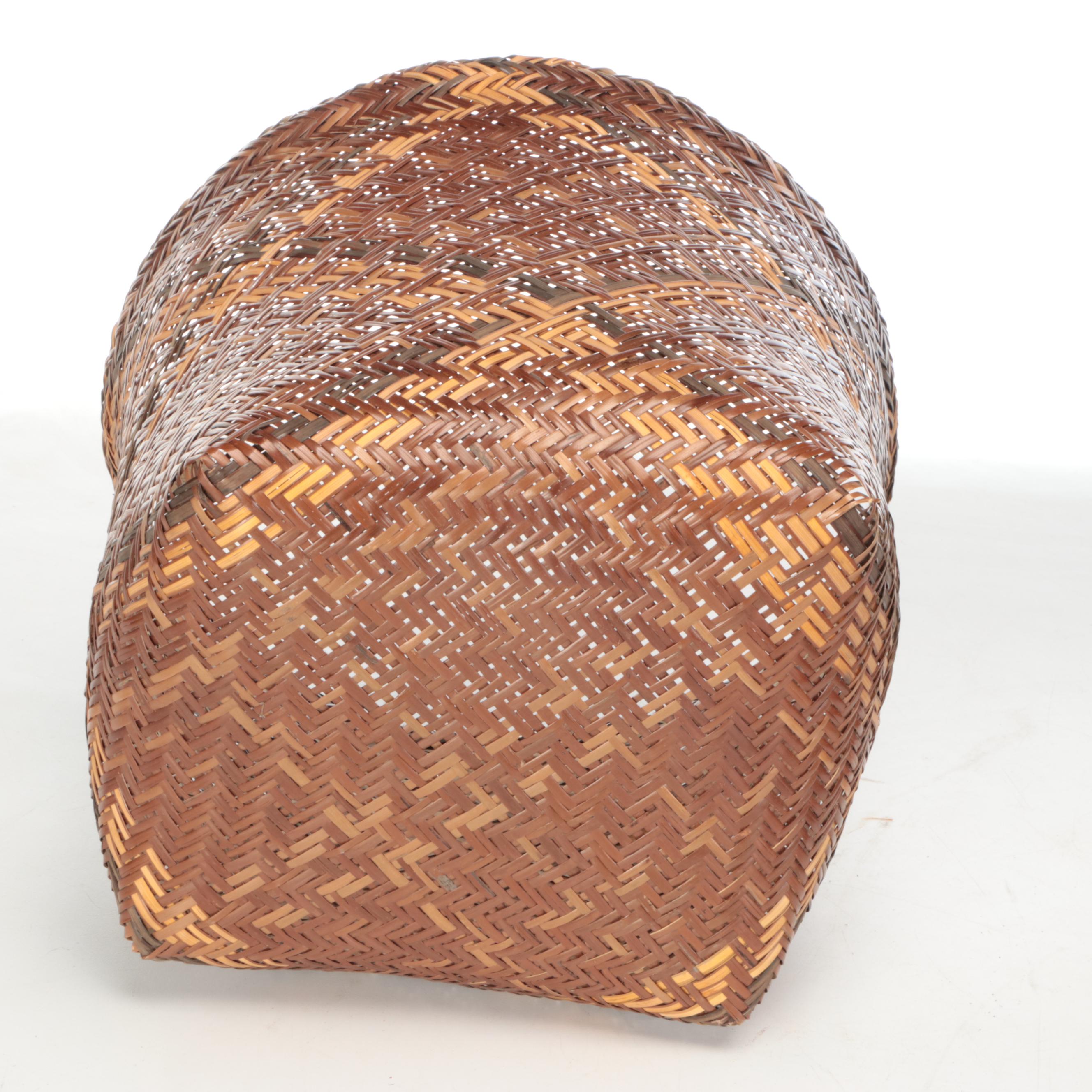 Panamanian Emberá-Wounaan Burden Basket with Scarf Straps and Other Vessel