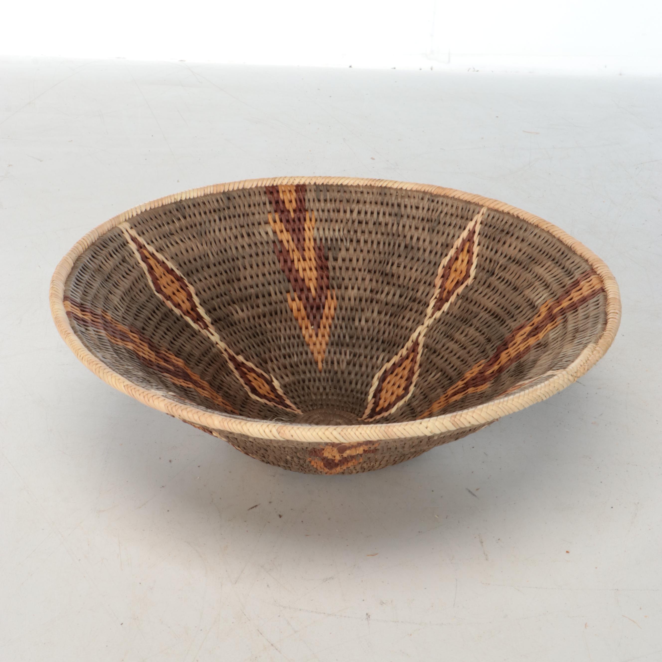 Namibian Ovambo Peoples Woven Plant Fiber Tray and Other Baskets