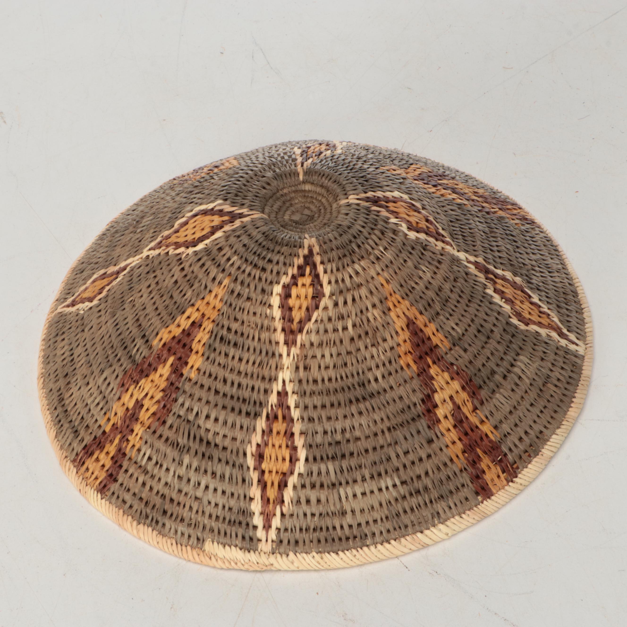 Namibian Ovambo Peoples Woven Plant Fiber Tray and Other Baskets