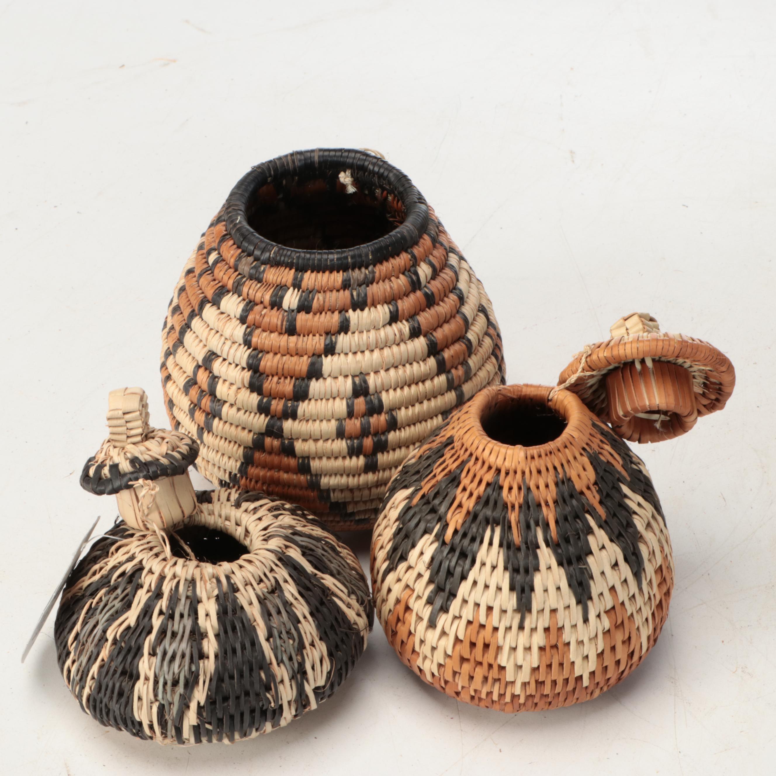 Suyi Khuzwayo African Zulu Woven Ilala Palm Herb Container and Other Baskets