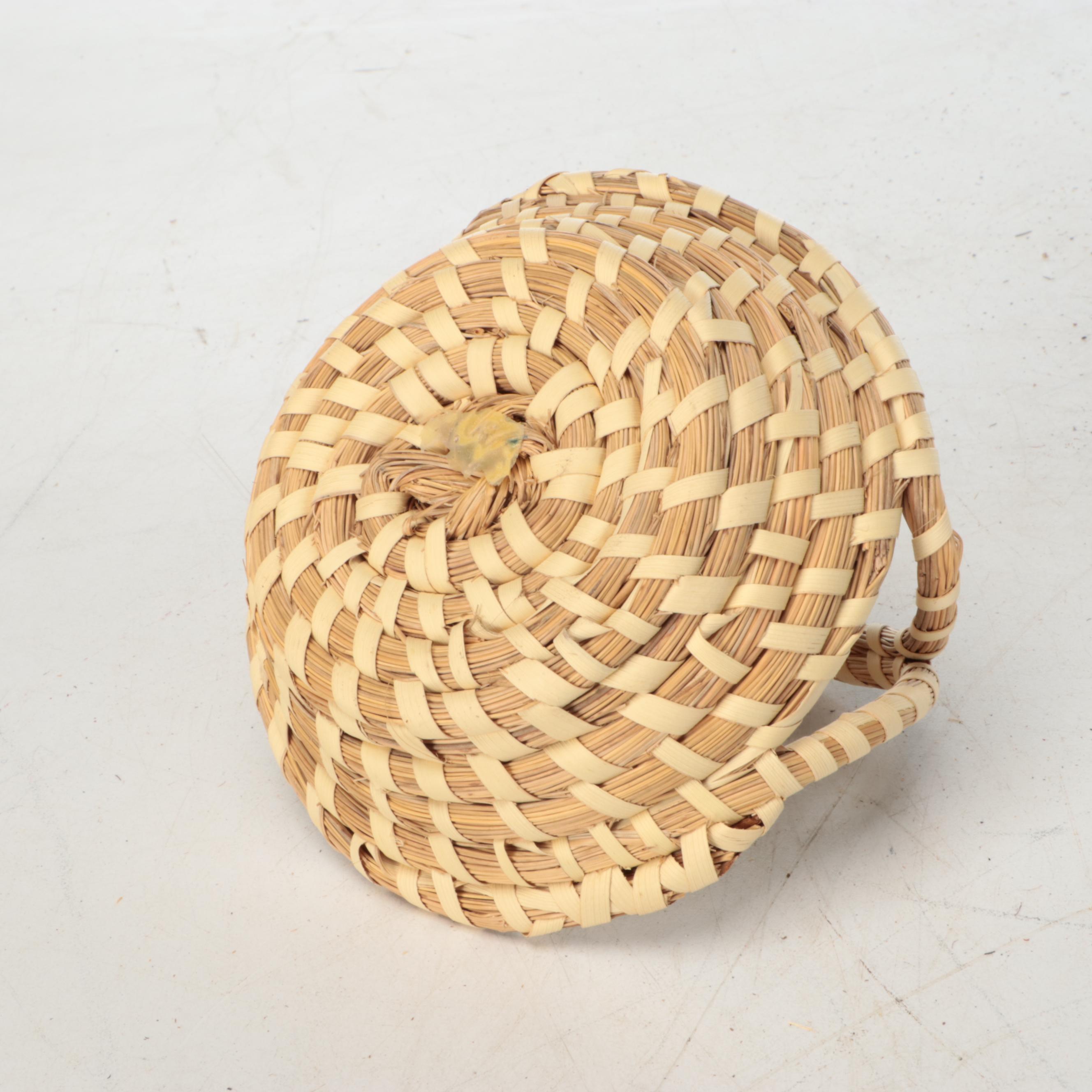 Sarah Graddick South Carolina Gullah Basket with Other Sweetgrass Basketry