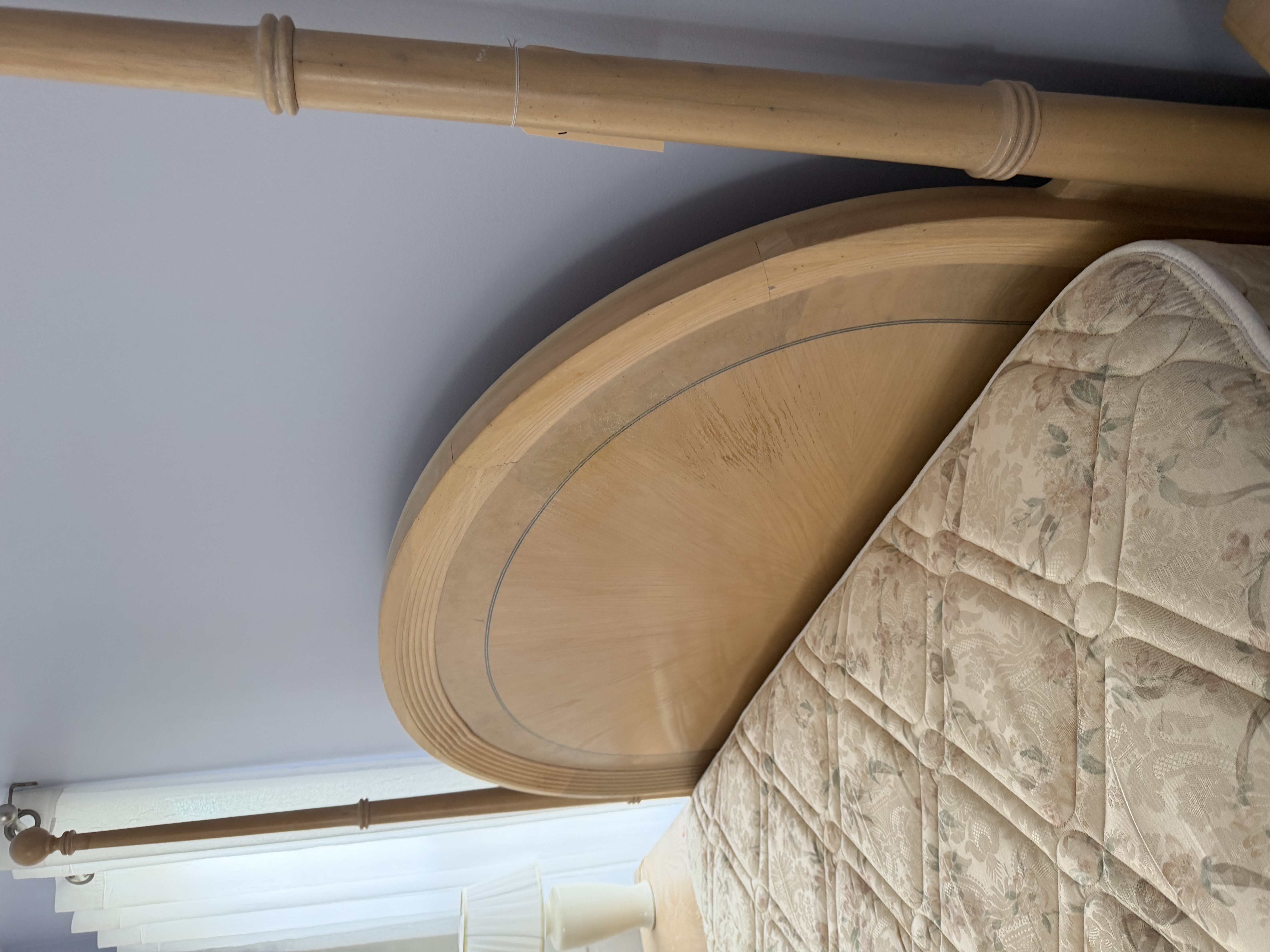 Queen Anne Blonde Oak Four-Poster Bed with Coordinating Nightstands