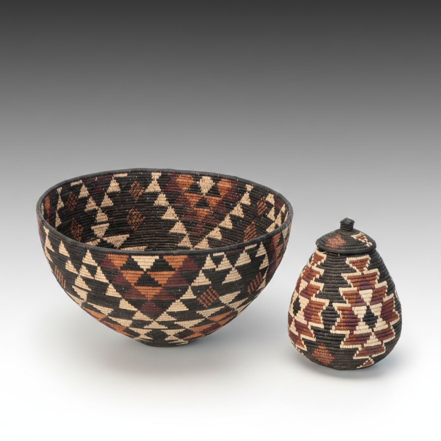 Tlokwazi Myeni Zulu Woven Ilala Palm "Beer Container" with Other Basket