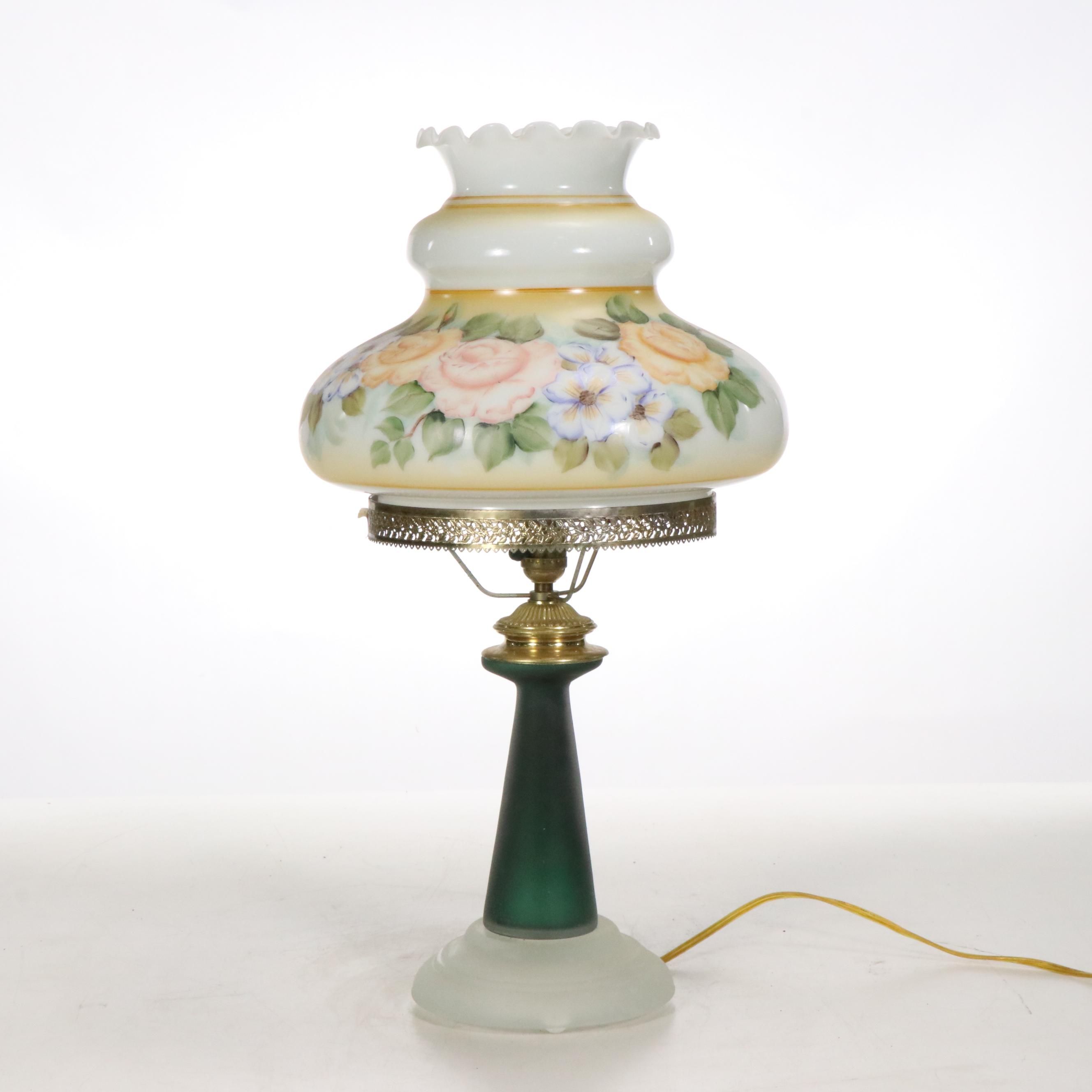 Karen Rogers Hand-Painted Glass Parlor Lamp