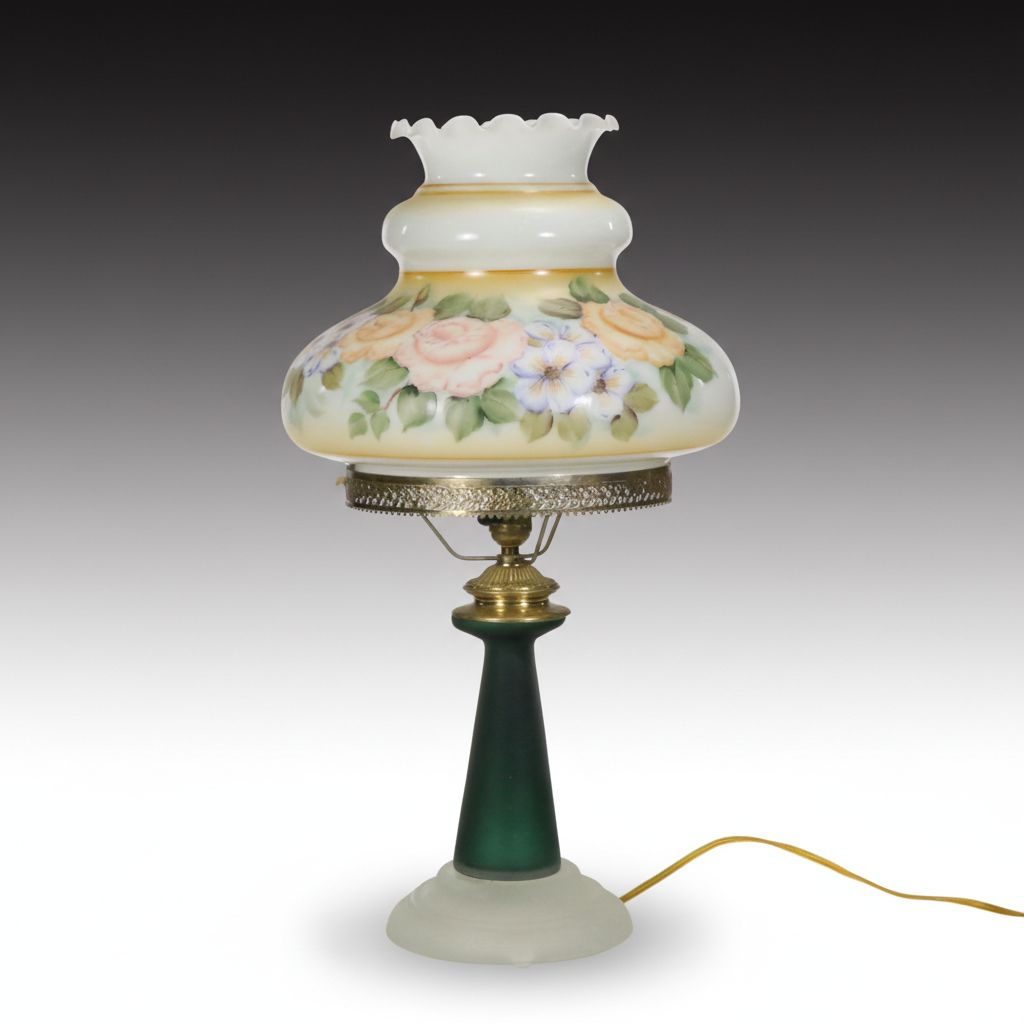 Karen Rogers Hand-Painted Glass Parlor Lamp