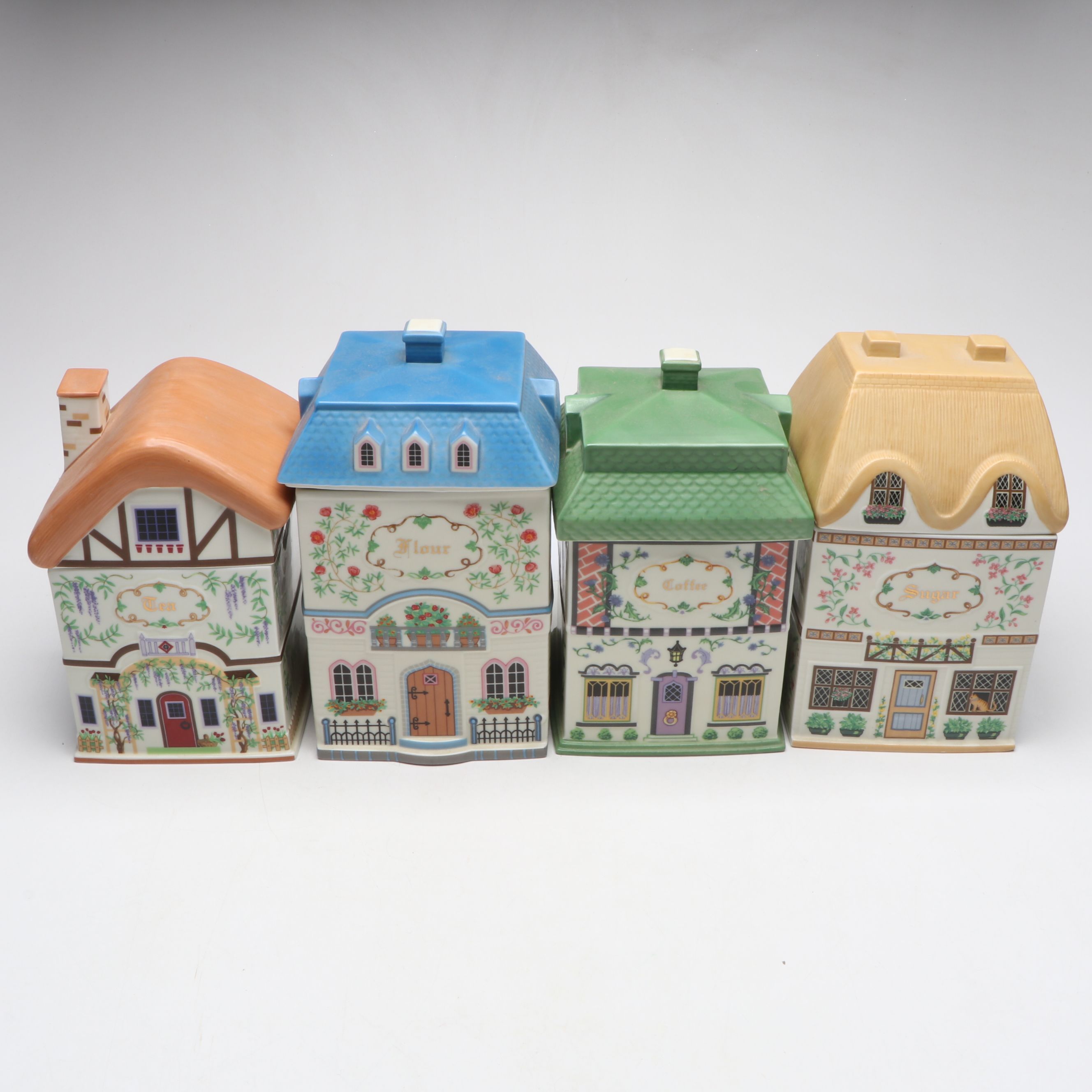 Lenox "Canterbury Crossing" House Form Porcelain Canisters