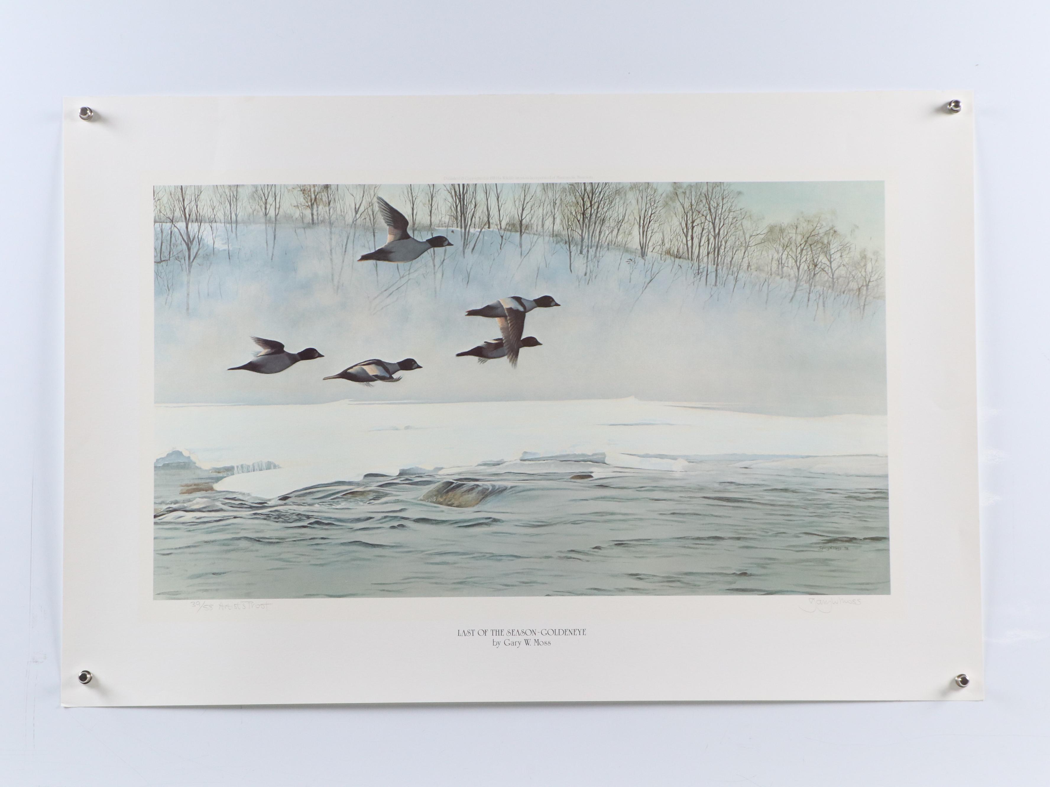 Gary Moss and More Offset Lithographs of Fowl Hunting Scenes, Late 20th Century