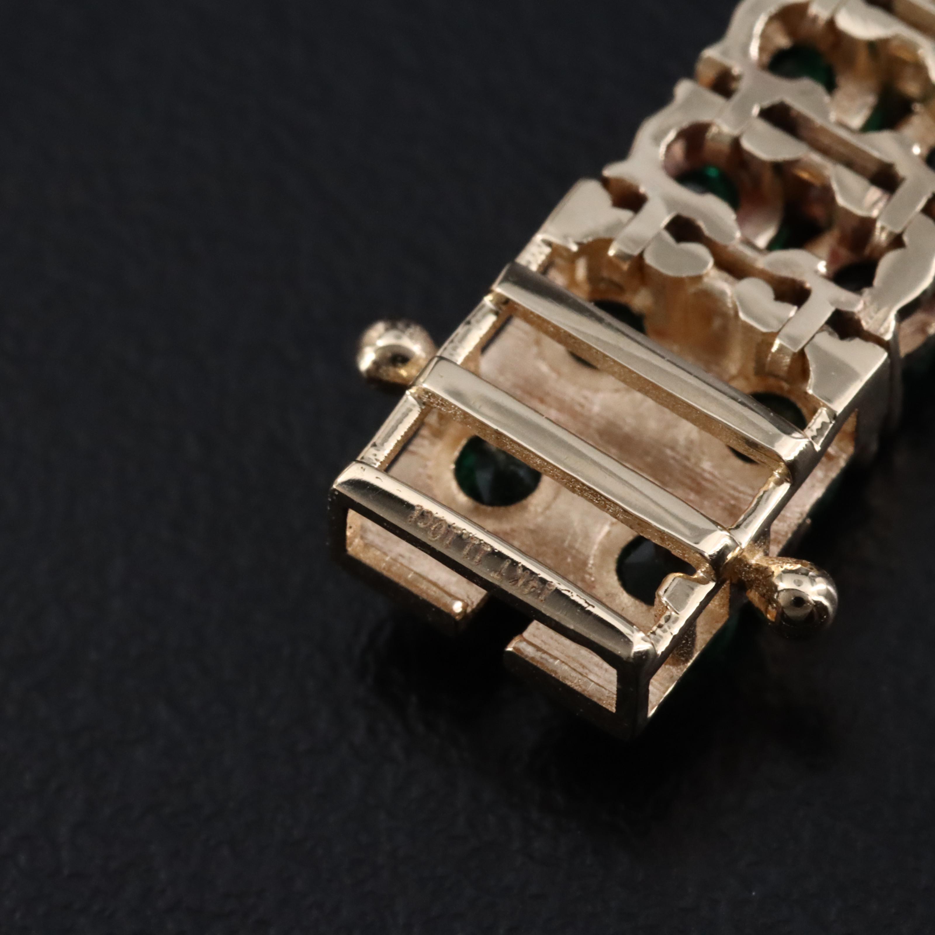14K 11.10 CTW Emerald Double Row Line Bracelet