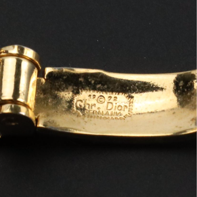 Christian Dior Vintage Horsebit Link Bracelet, Clip Earrings, Printed Silk Scarf