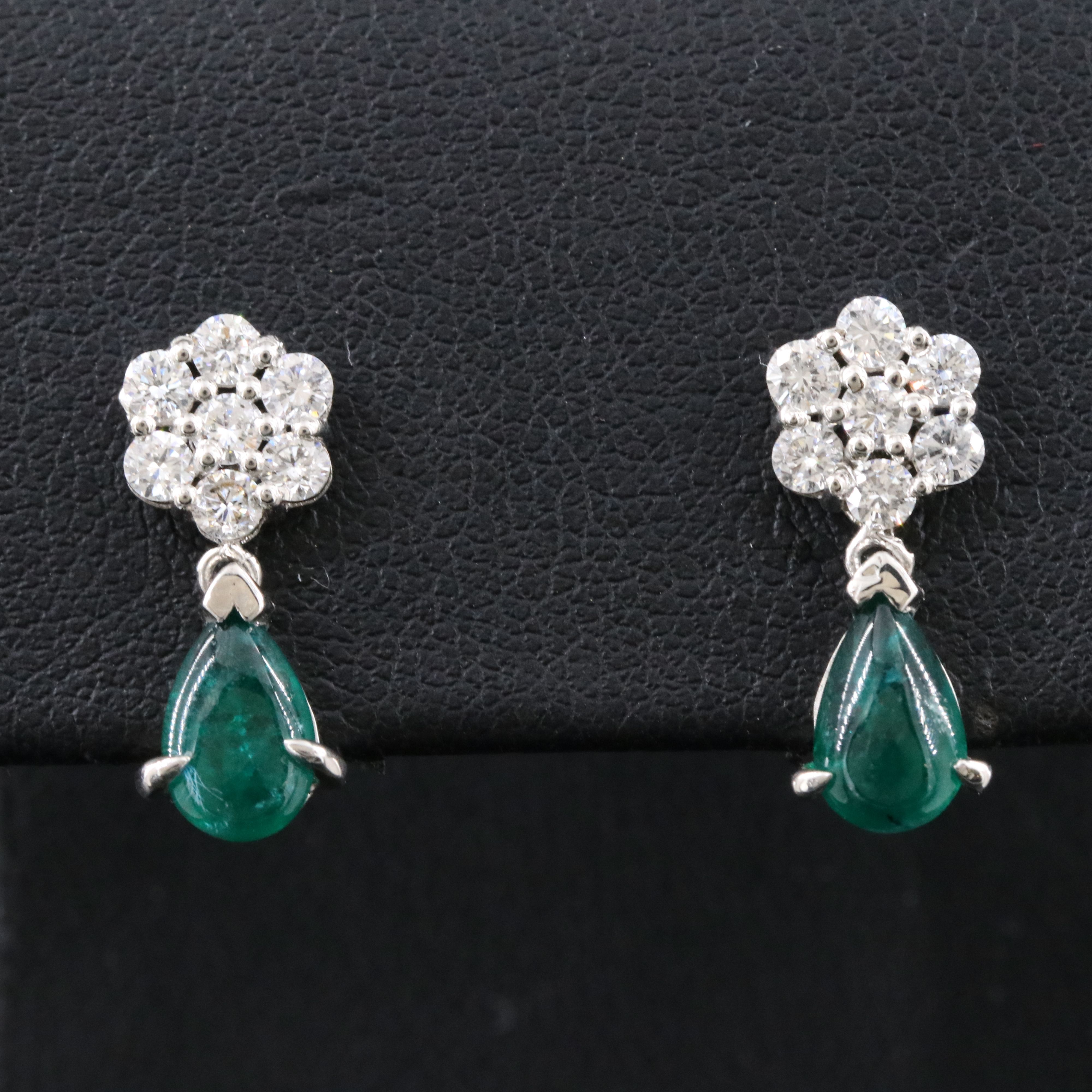 Platinum 1.60 CTW Emerald and Diamond Earrings
