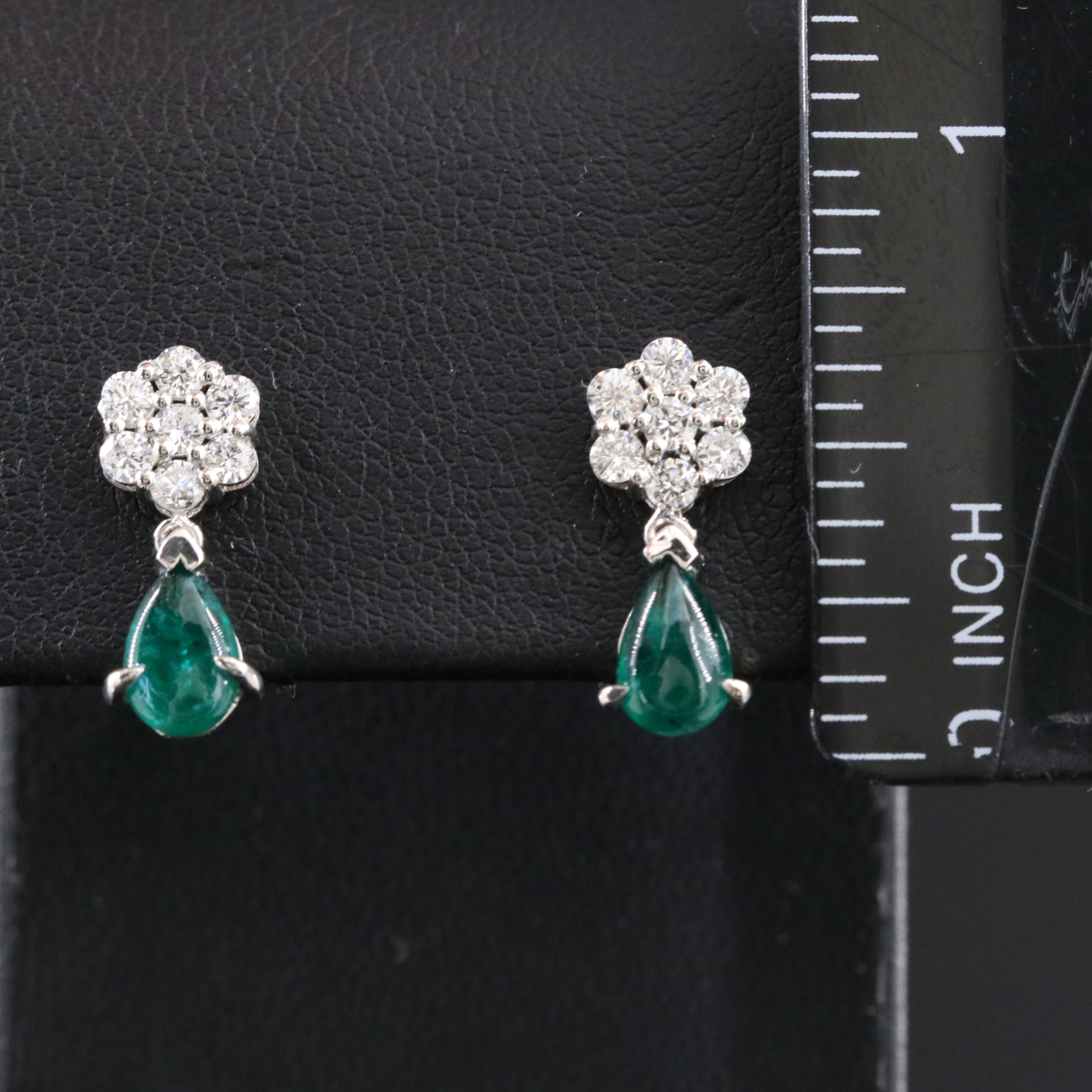 Platinum 1.60 CTW Emerald and Diamond Earrings