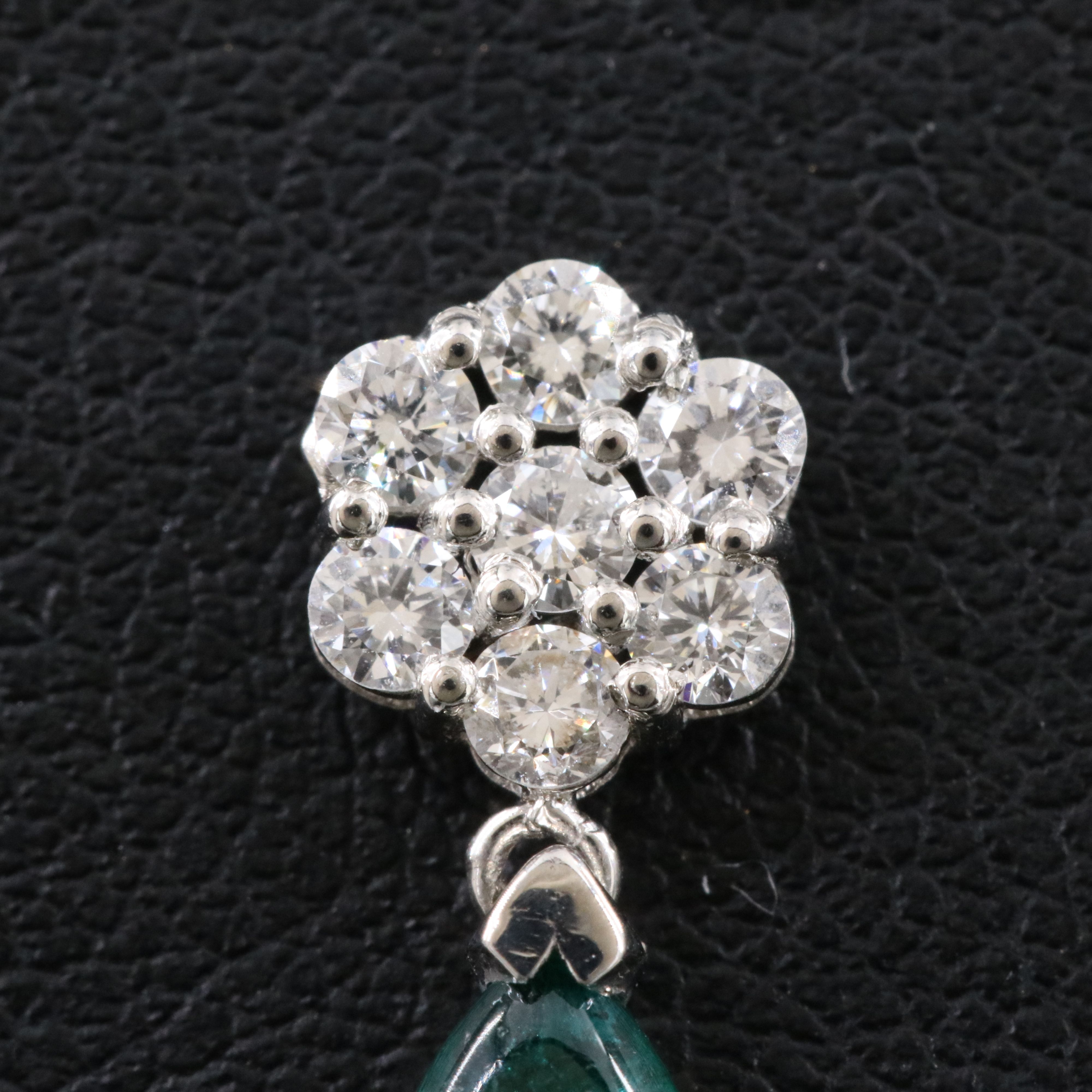 Platinum 1.60 CTW Emerald and Diamond Earrings