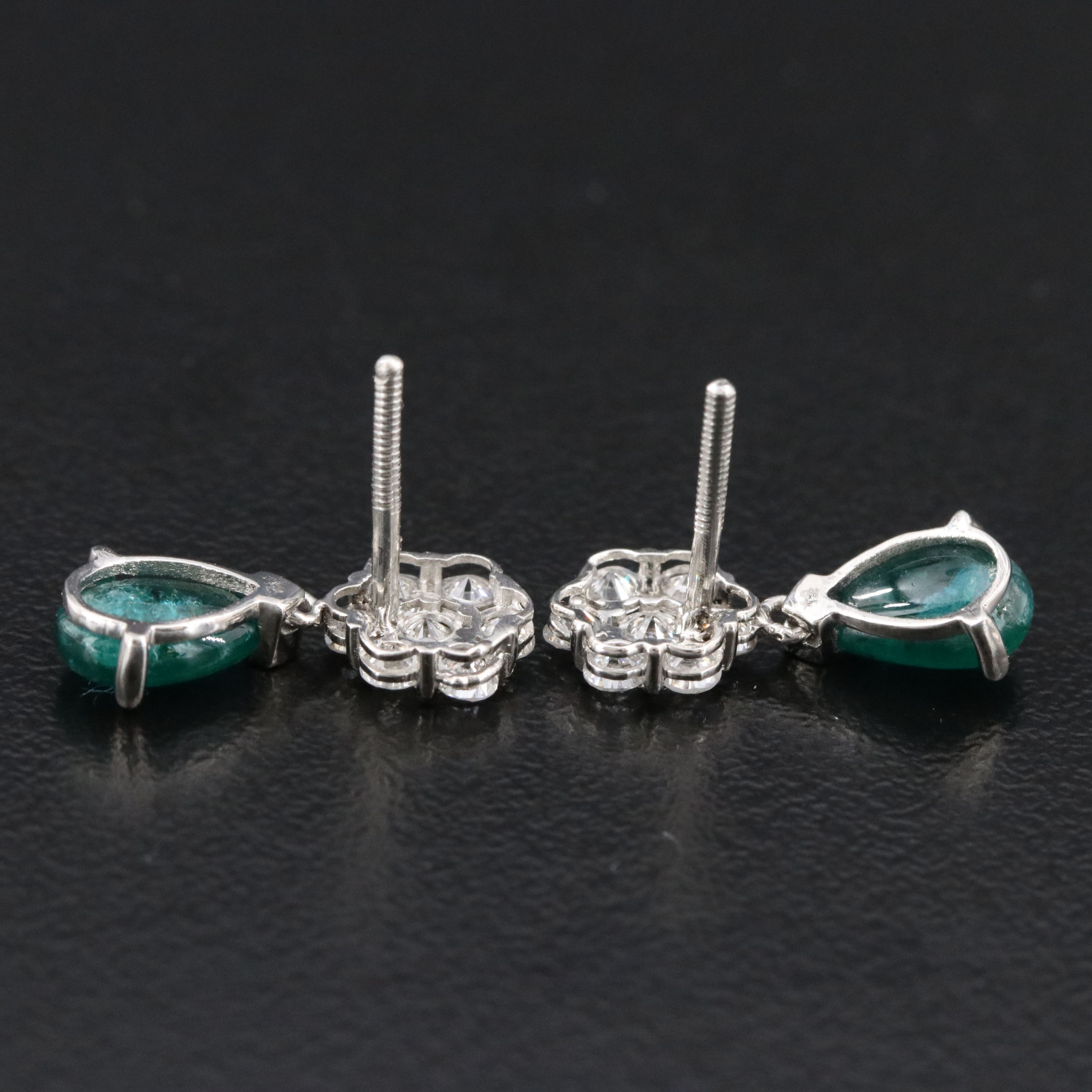 Platinum 1.60 CTW Emerald and Diamond Earrings