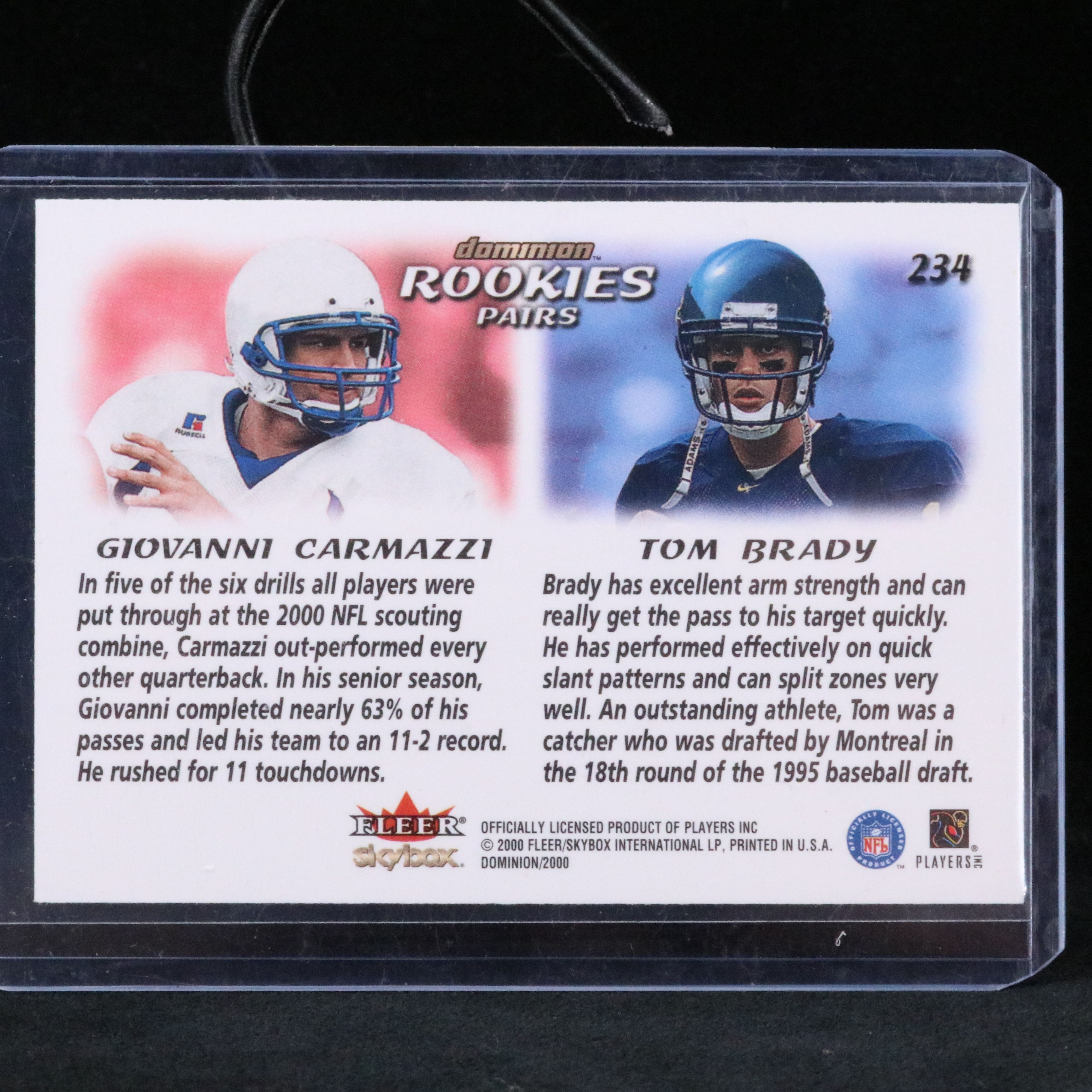 2000 Dominion Tom Brady New England Patriots Rookie Football Card