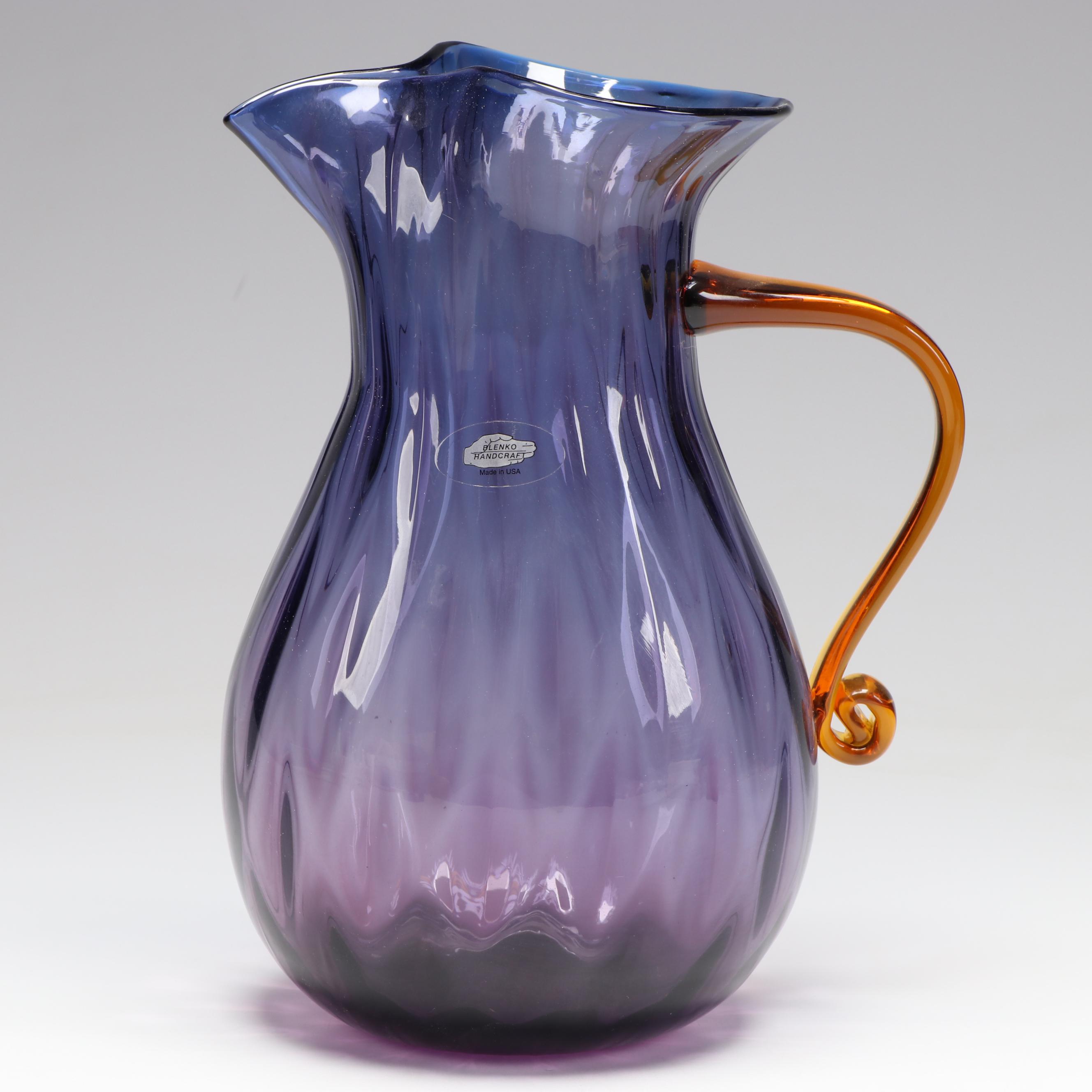 Blenko Amethyst Glass Pitcher, Late 20th Century