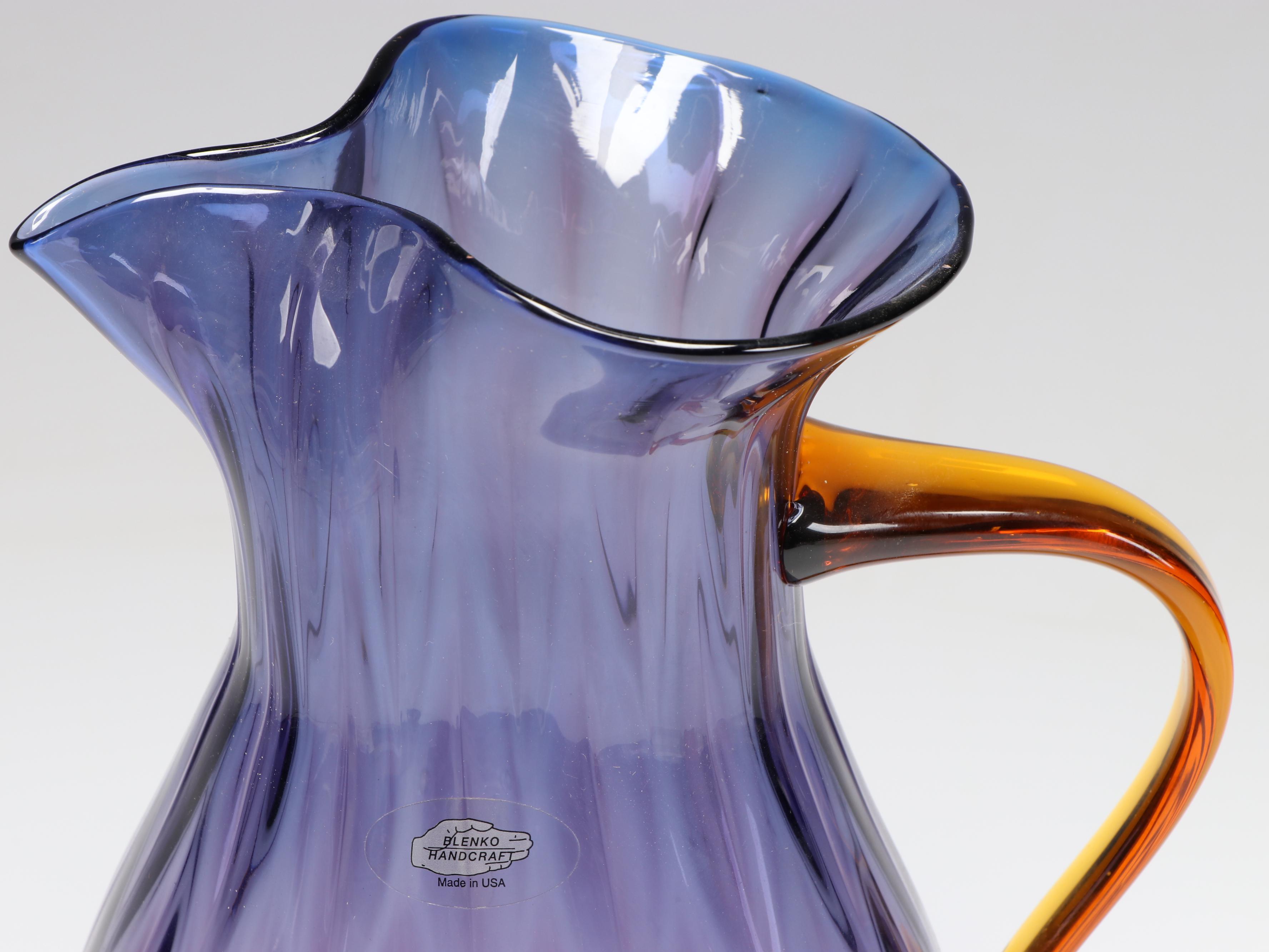 Blenko Amethyst Glass Pitcher, Late 20th Century