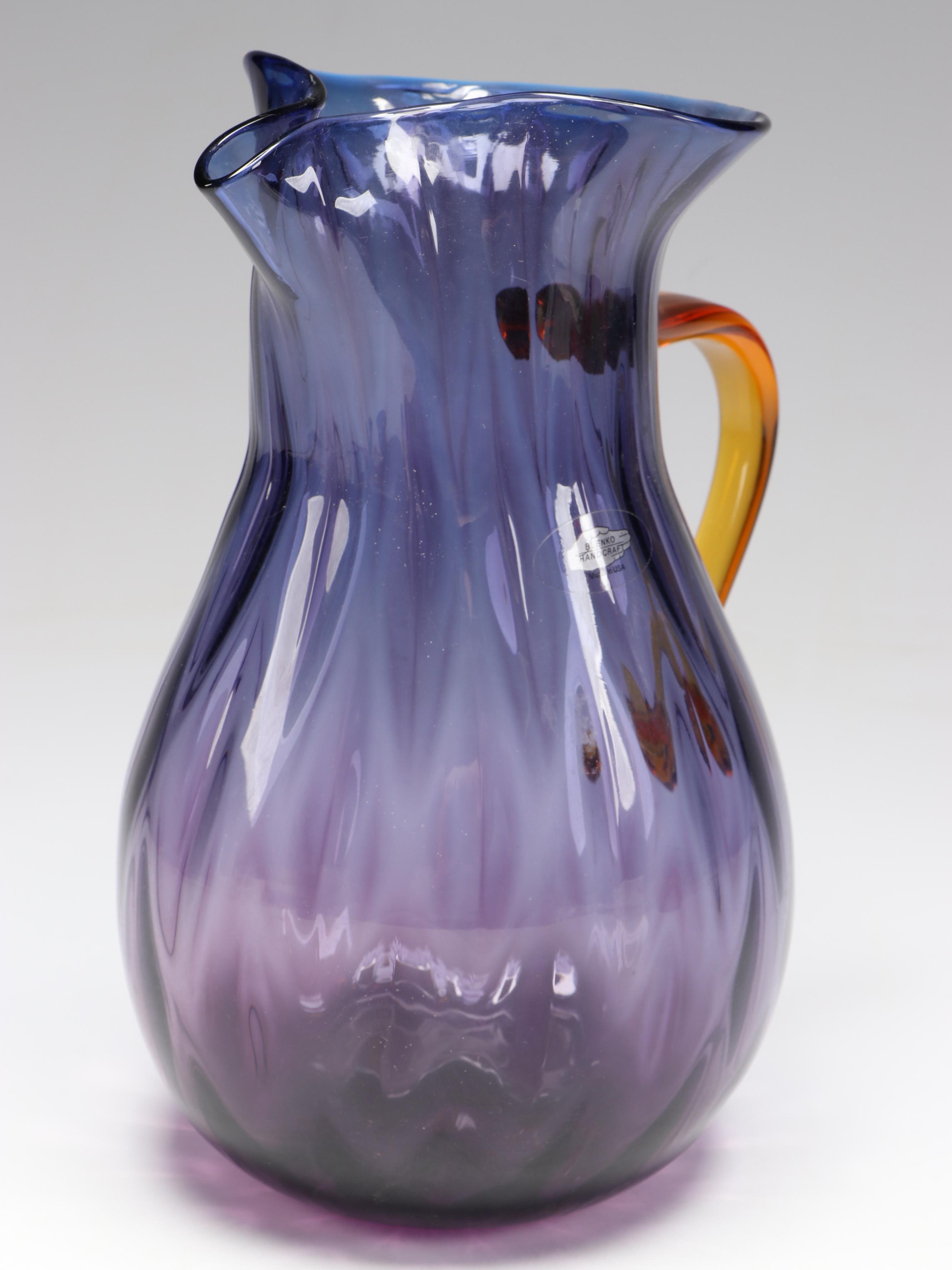 Blenko Amethyst Glass Pitcher, Late 20th Century