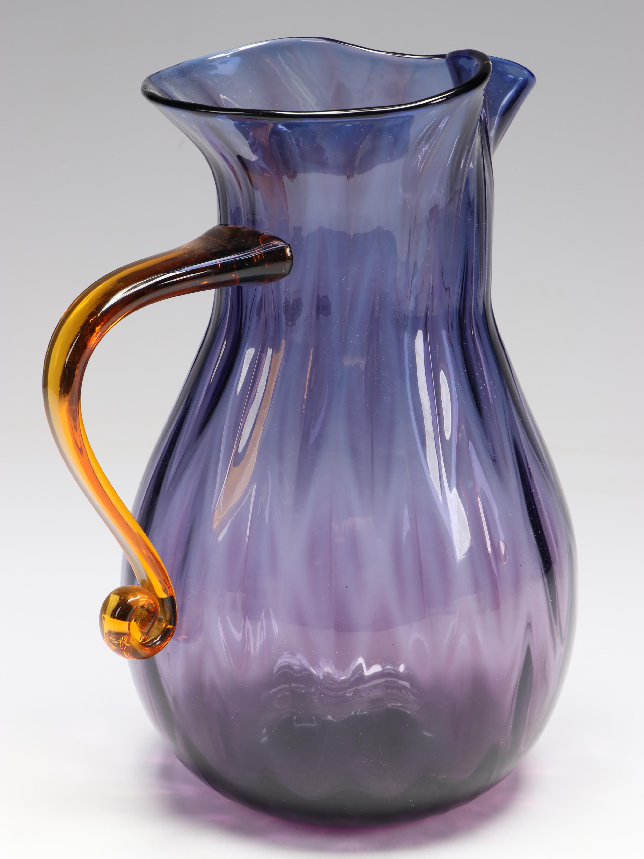 Blenko Amethyst Glass Pitcher, Late 20th Century