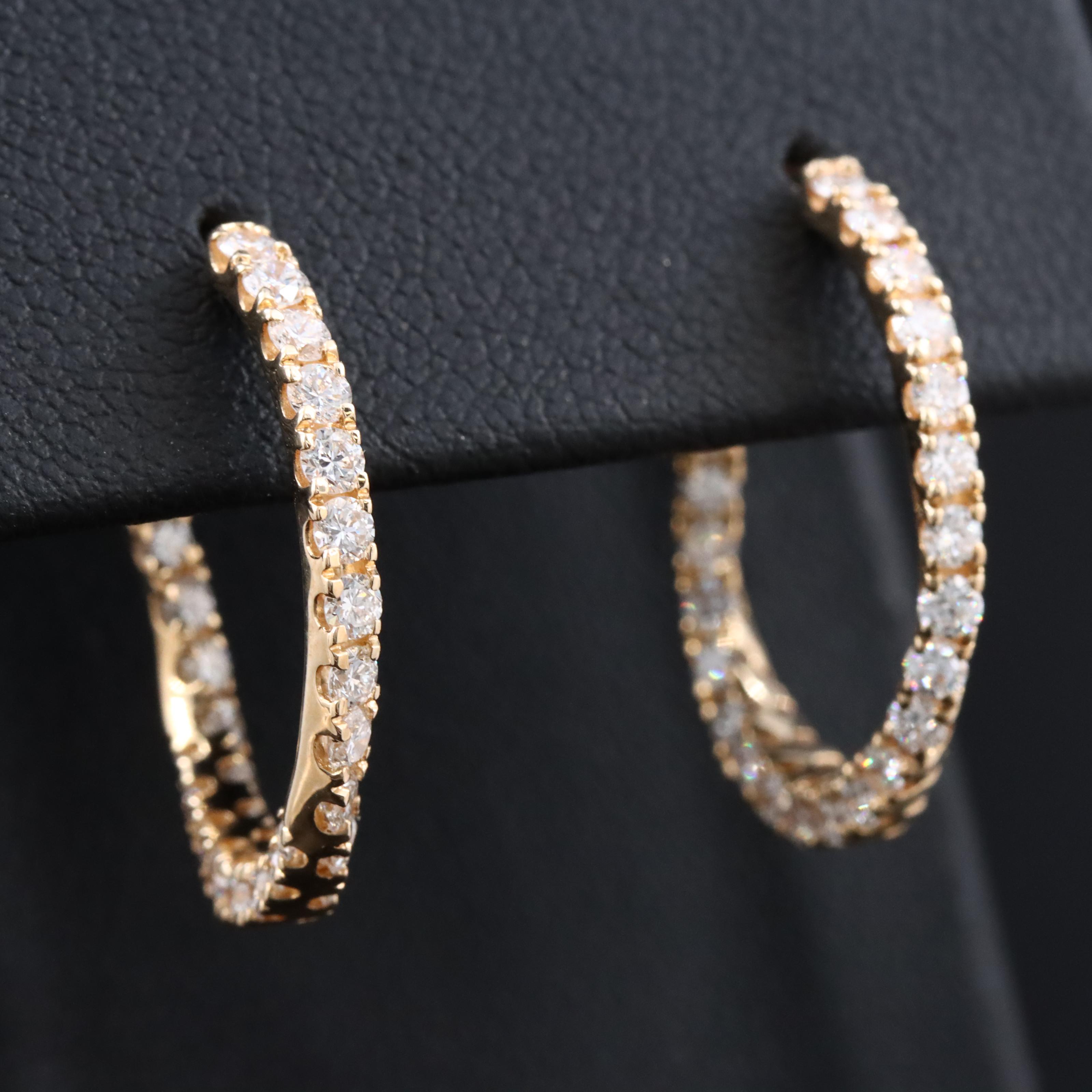 14K 1.50 CTW Lab Grown Diamond Twist Half J-Hoop Earrings