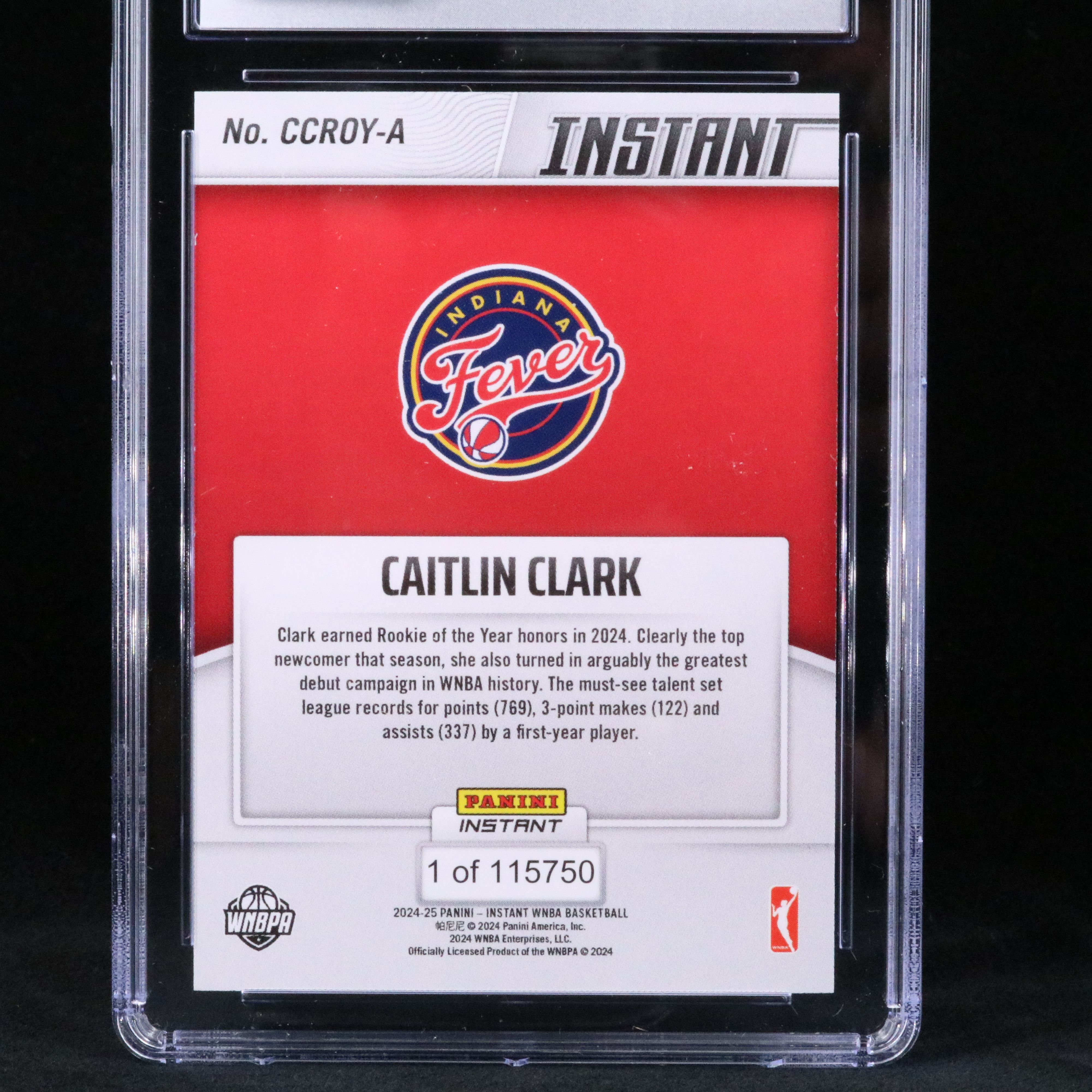 2024-25 Panini Instant Caitlin Clark Rookie of the Year Card Graded CGC 10