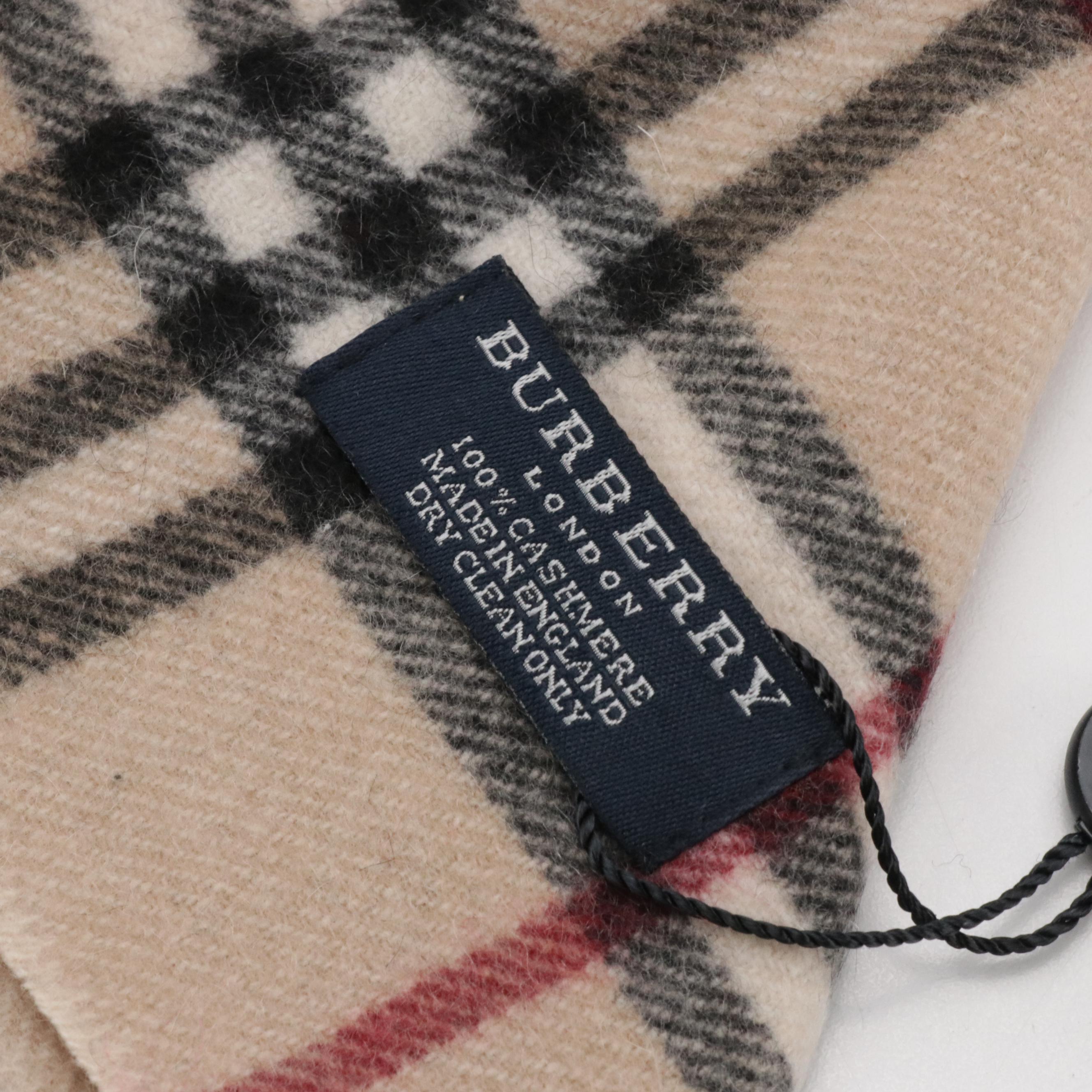 Burberry House Check Cashmere Happy Scarf, With Tags