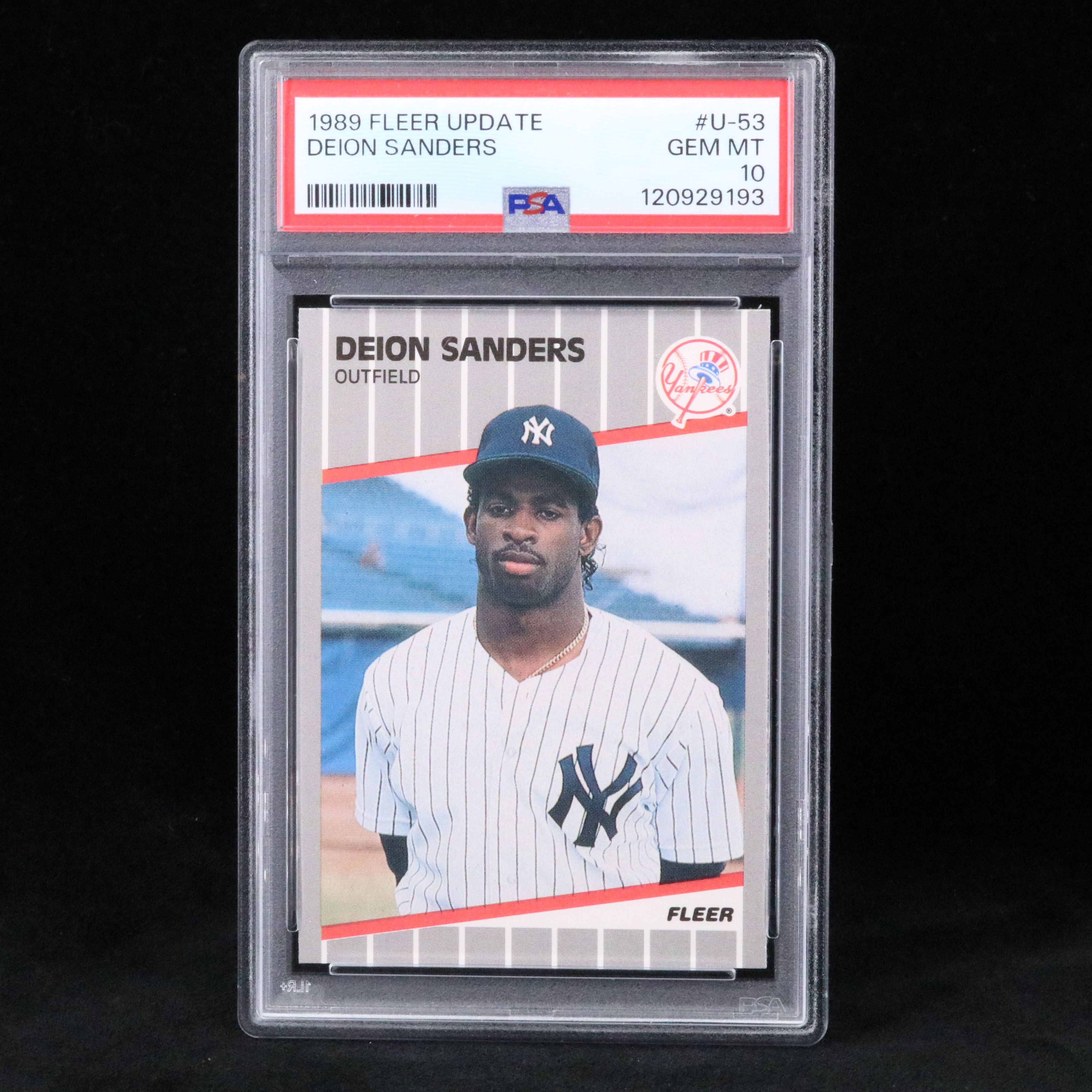 1989 Fleer Update Deion Sanders New York Yankees Rookie Card Graded PSA 10