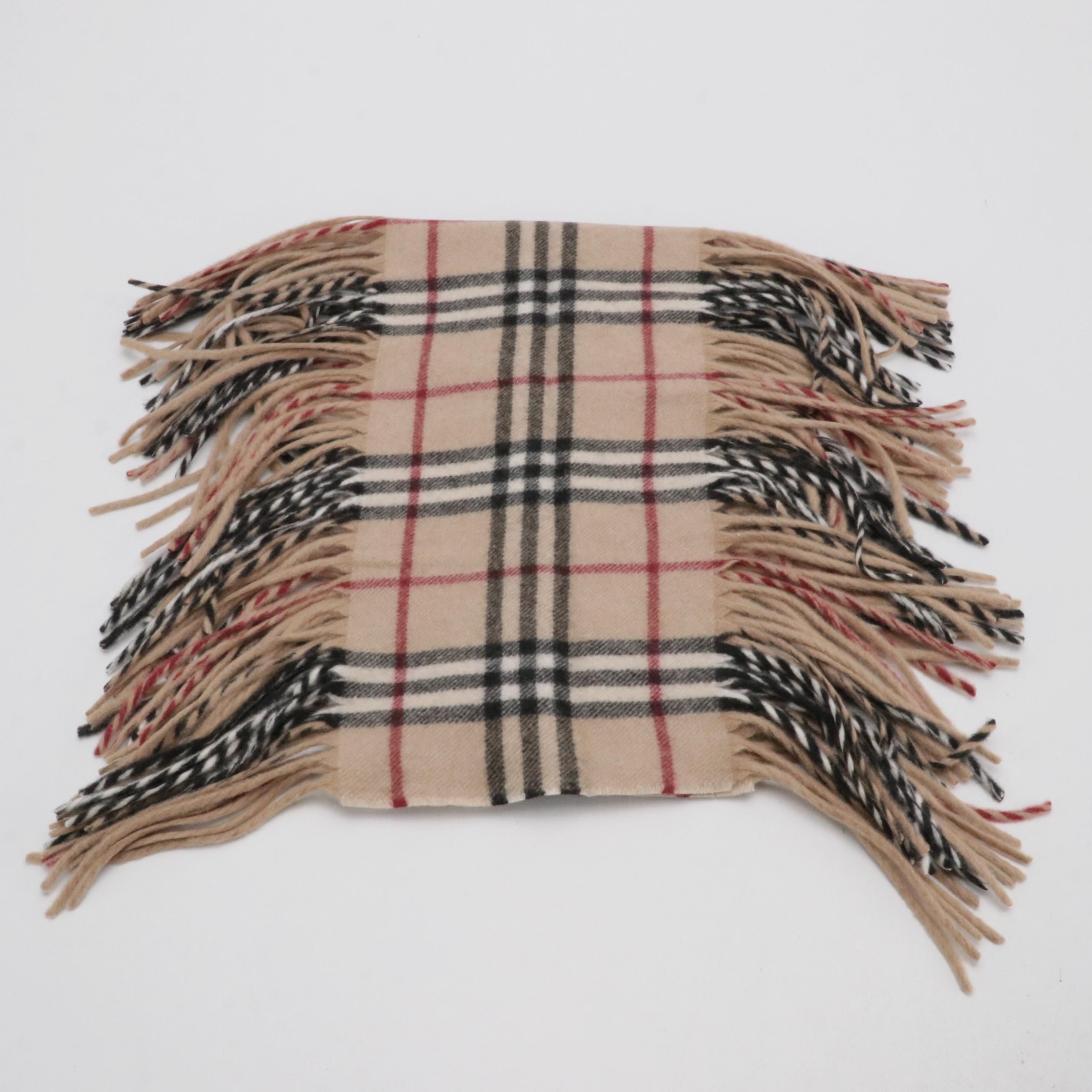 Burberry House Check Cashmere Happy Scarf, With Tags