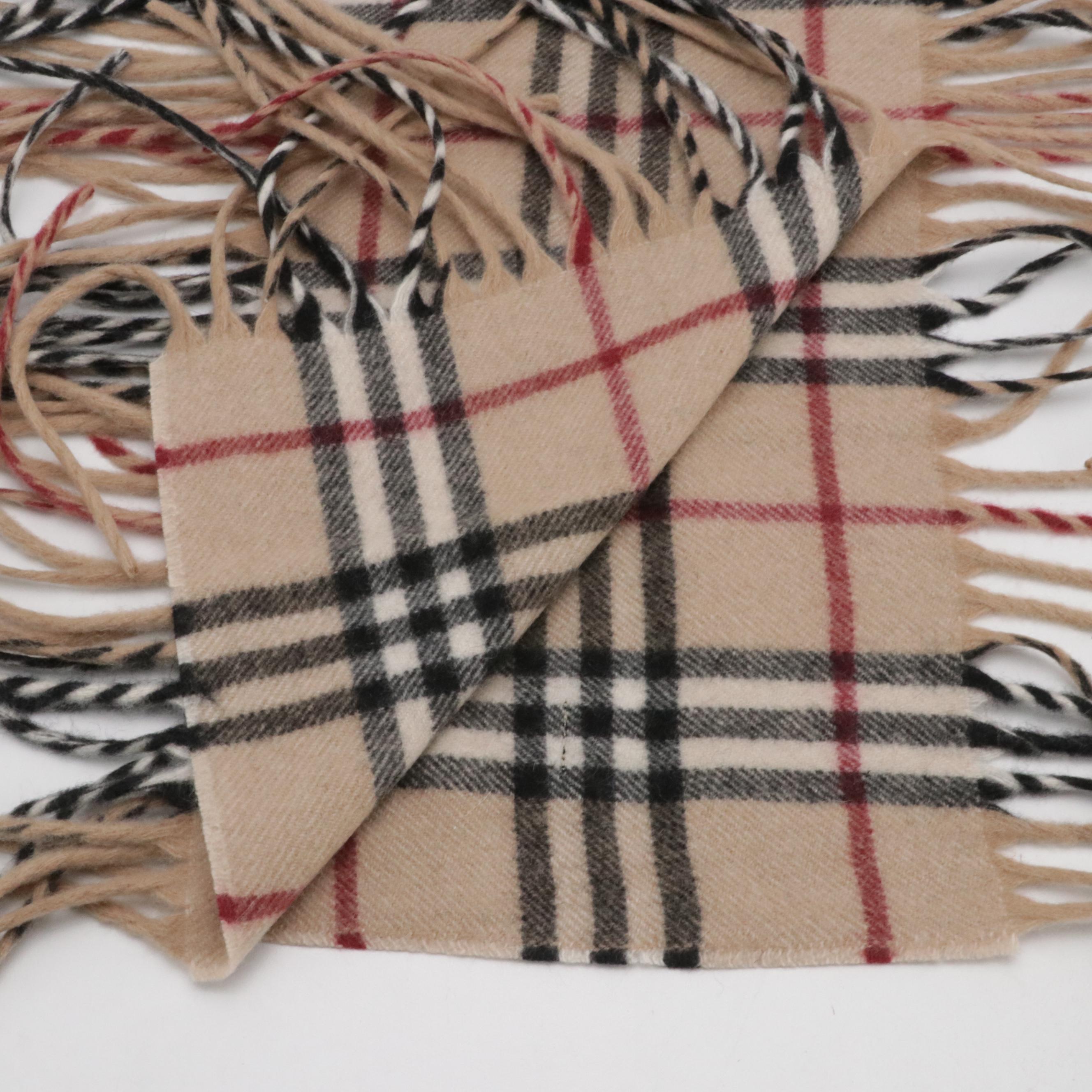 Burberry House Check Cashmere Happy Scarf, With Tags