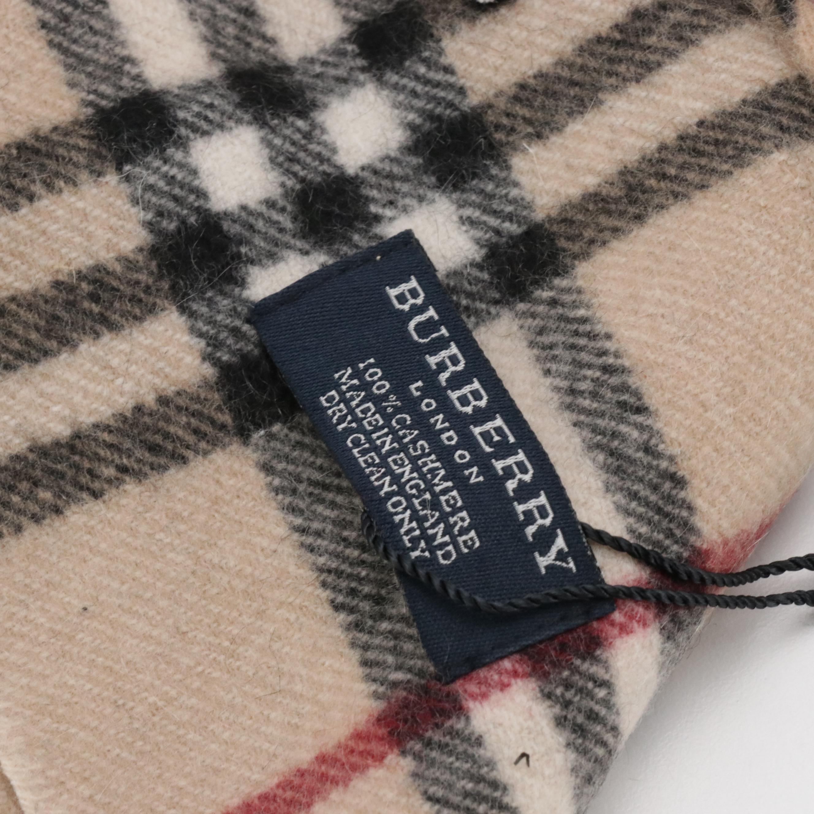 Burberry House Check Cashmere Happy Scarf, With Tags