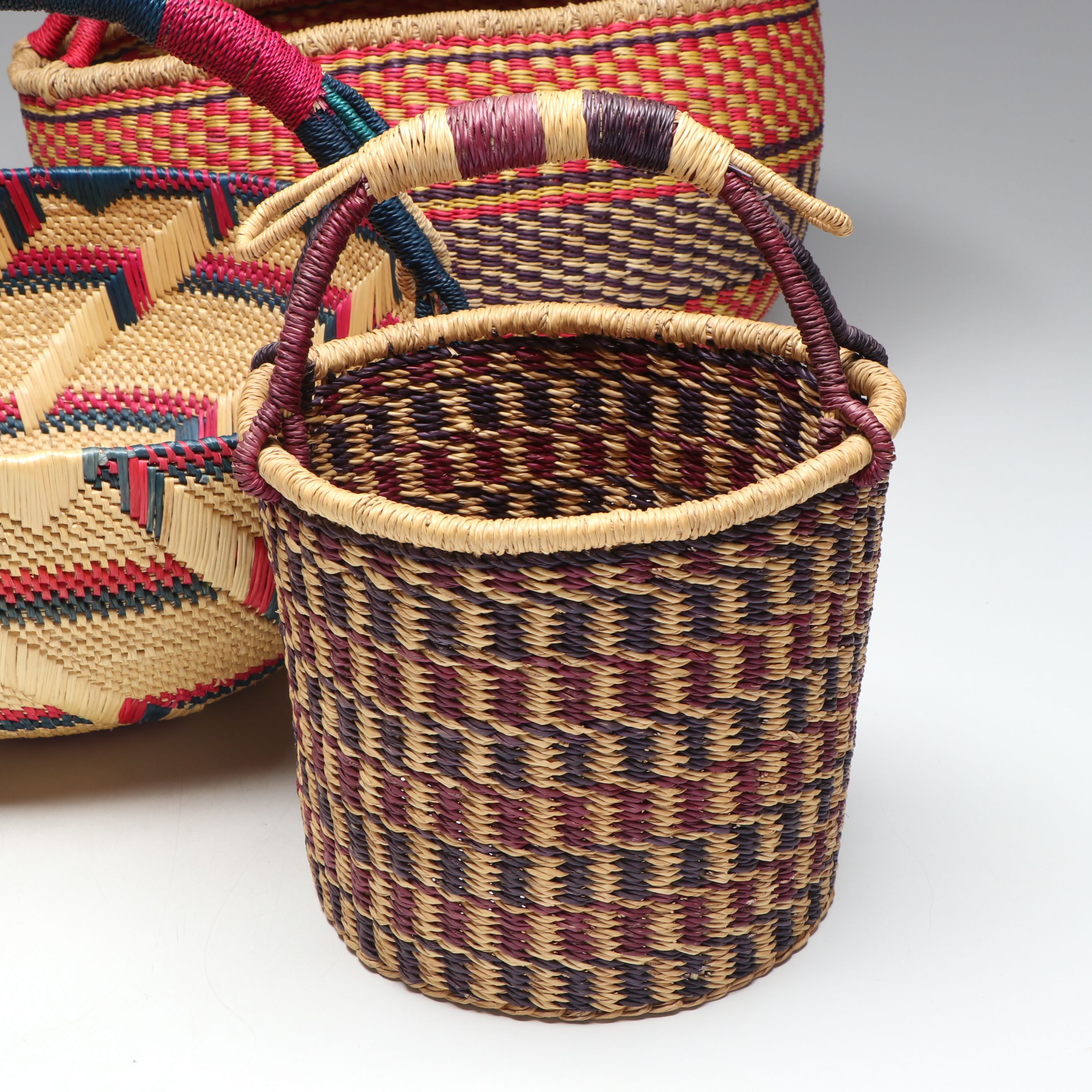 Ghanaian Hand-Woven Natural Material Baskets