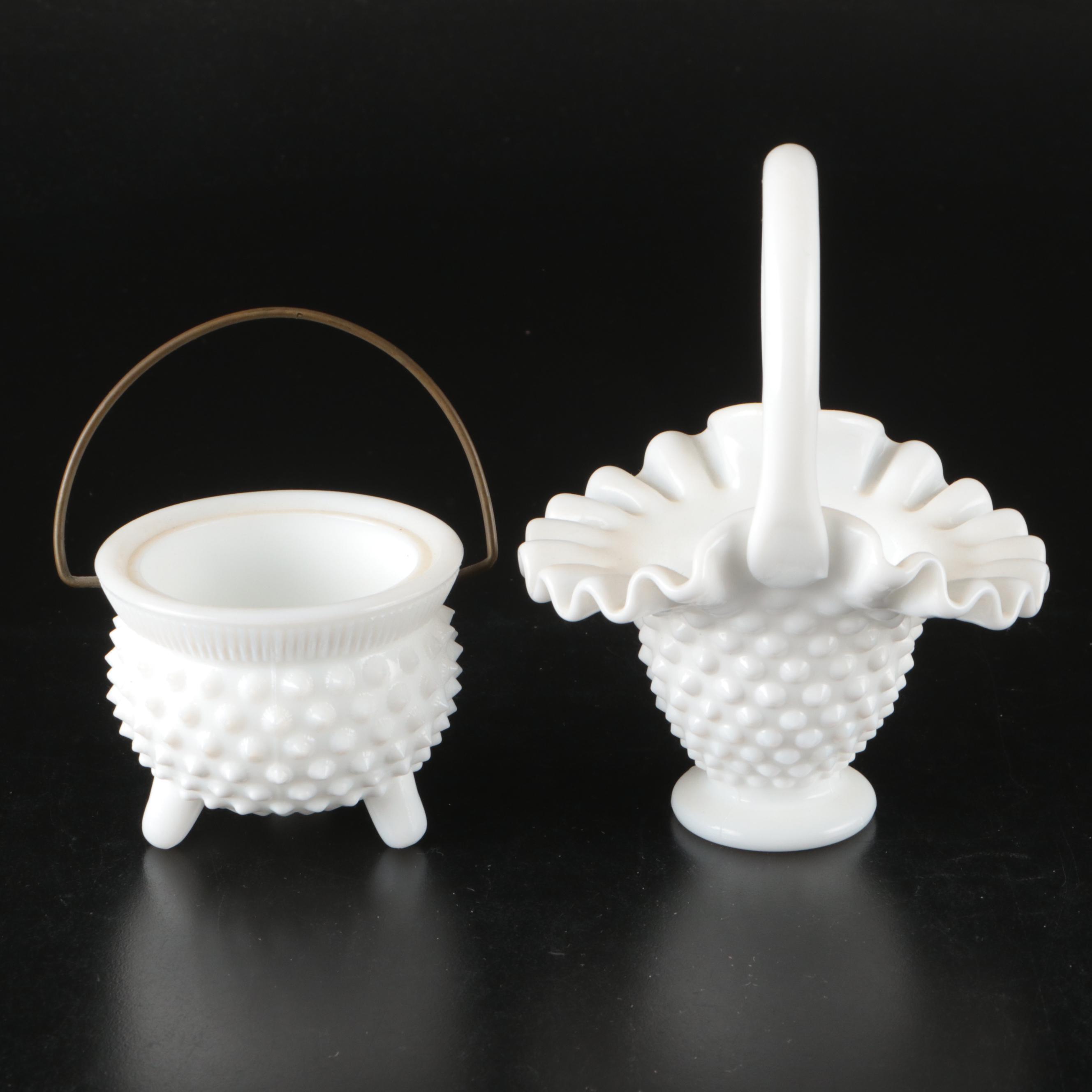Milk Glass Centerpiece, Bowl and Vases, Early to Mid-20th Century
