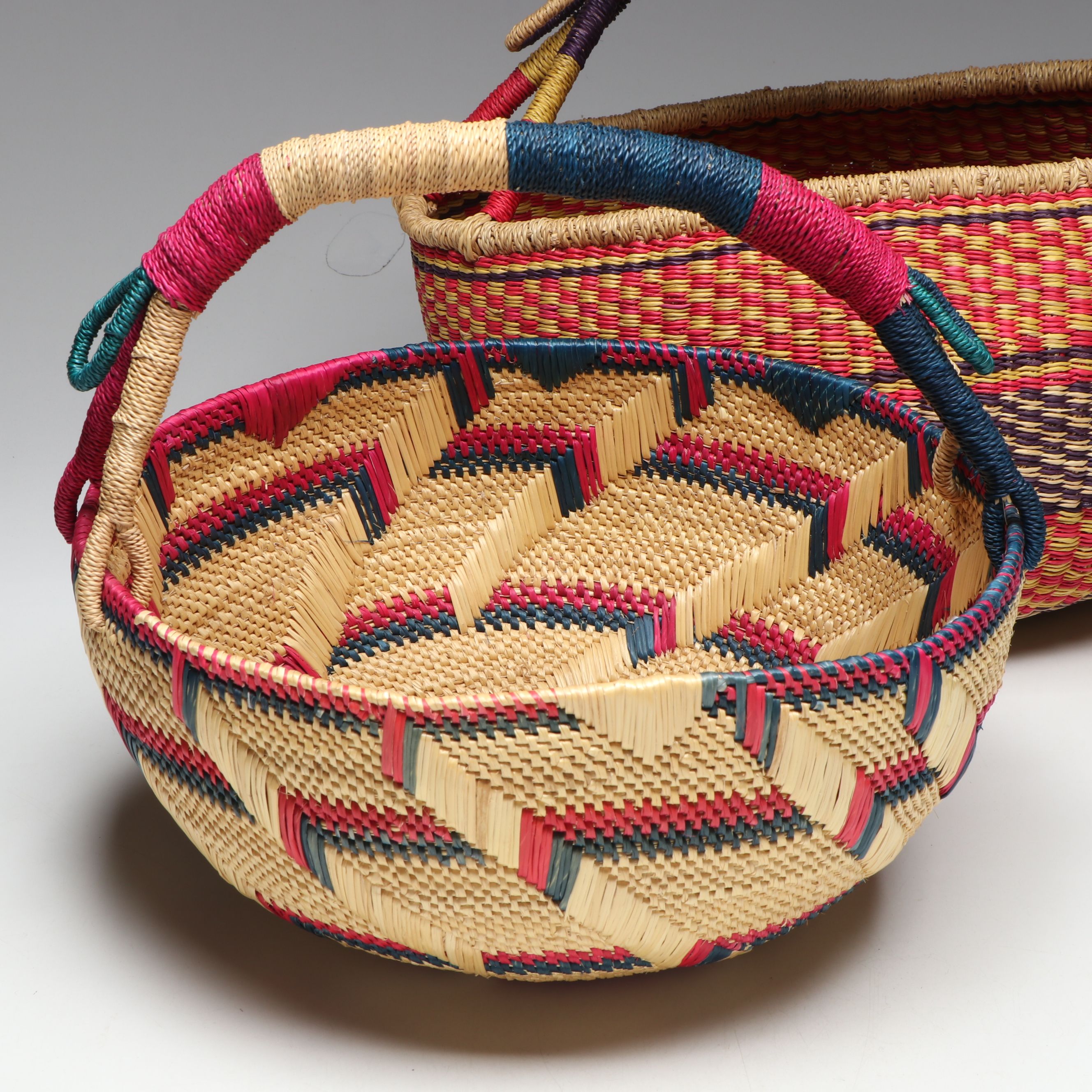 Ghanaian Hand-Woven Natural Material Baskets