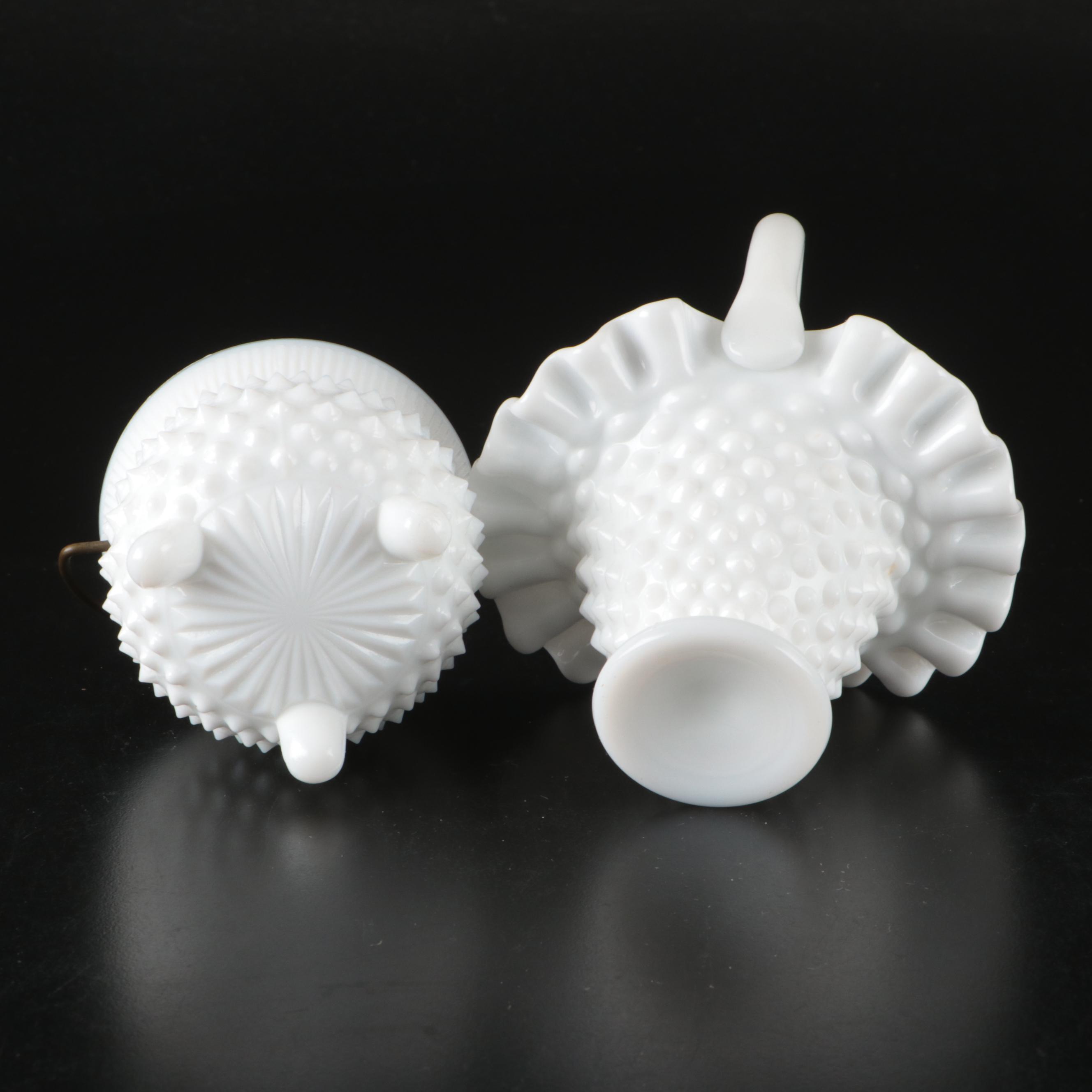 Milk Glass Centerpiece, Bowl and Vases, Early to Mid-20th Century