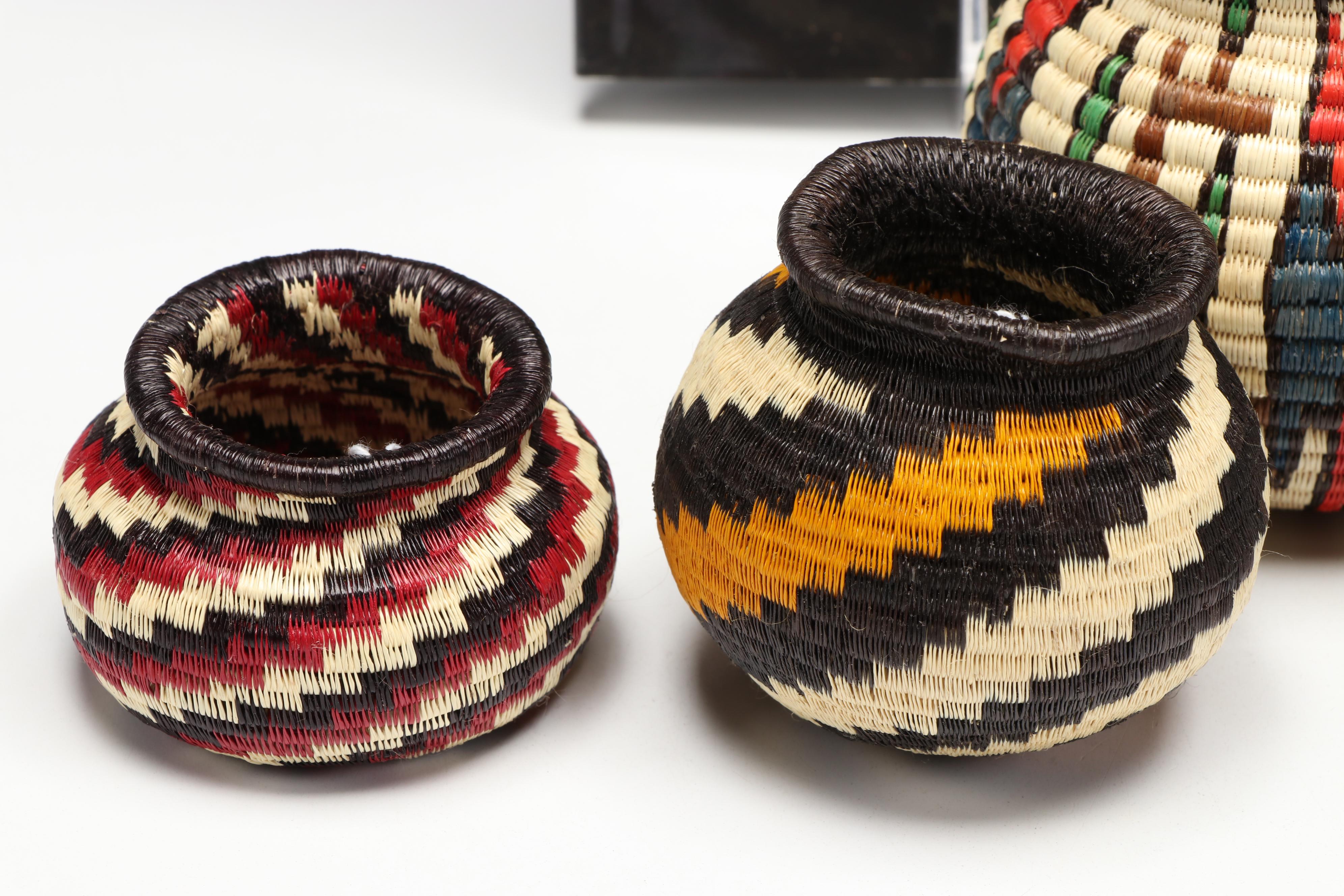 Panamanian Emberá-Wounaan Baskets with Butterfly and Geometric Designs