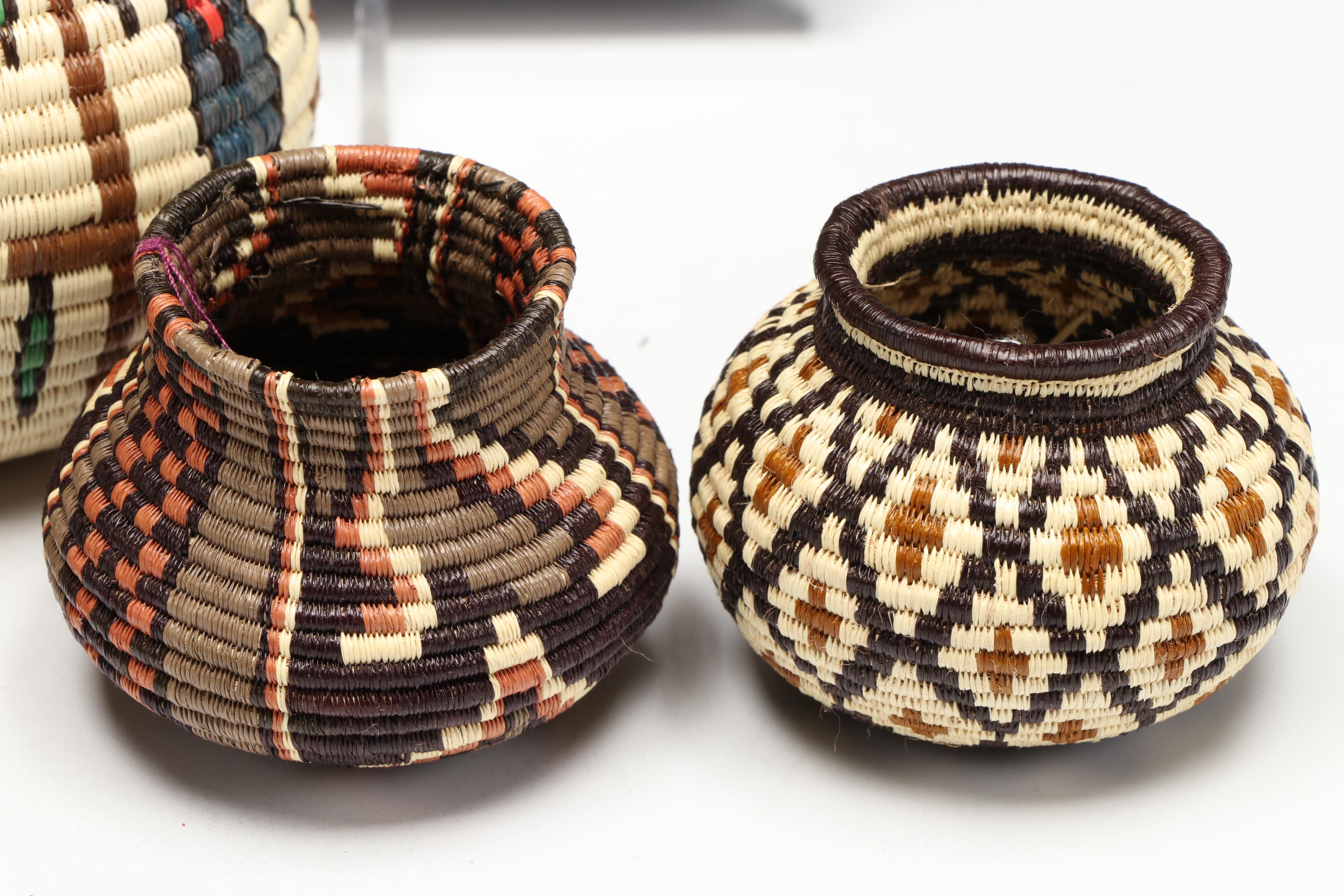 Panamanian Emberá-Wounaan Baskets with Butterfly and Geometric Designs