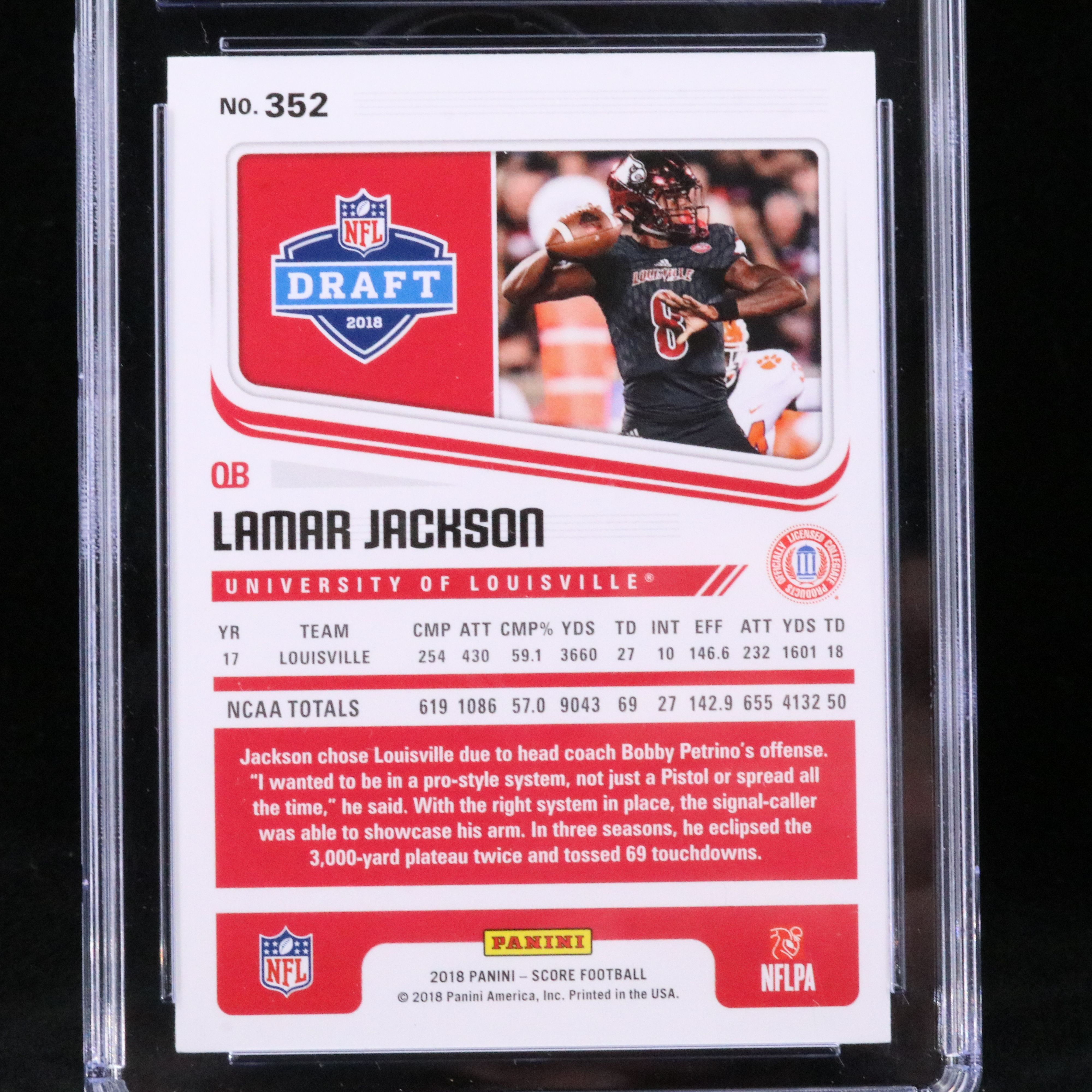 2018 Score Lamar Jackson Rookie Football Card Graded CGC 10
