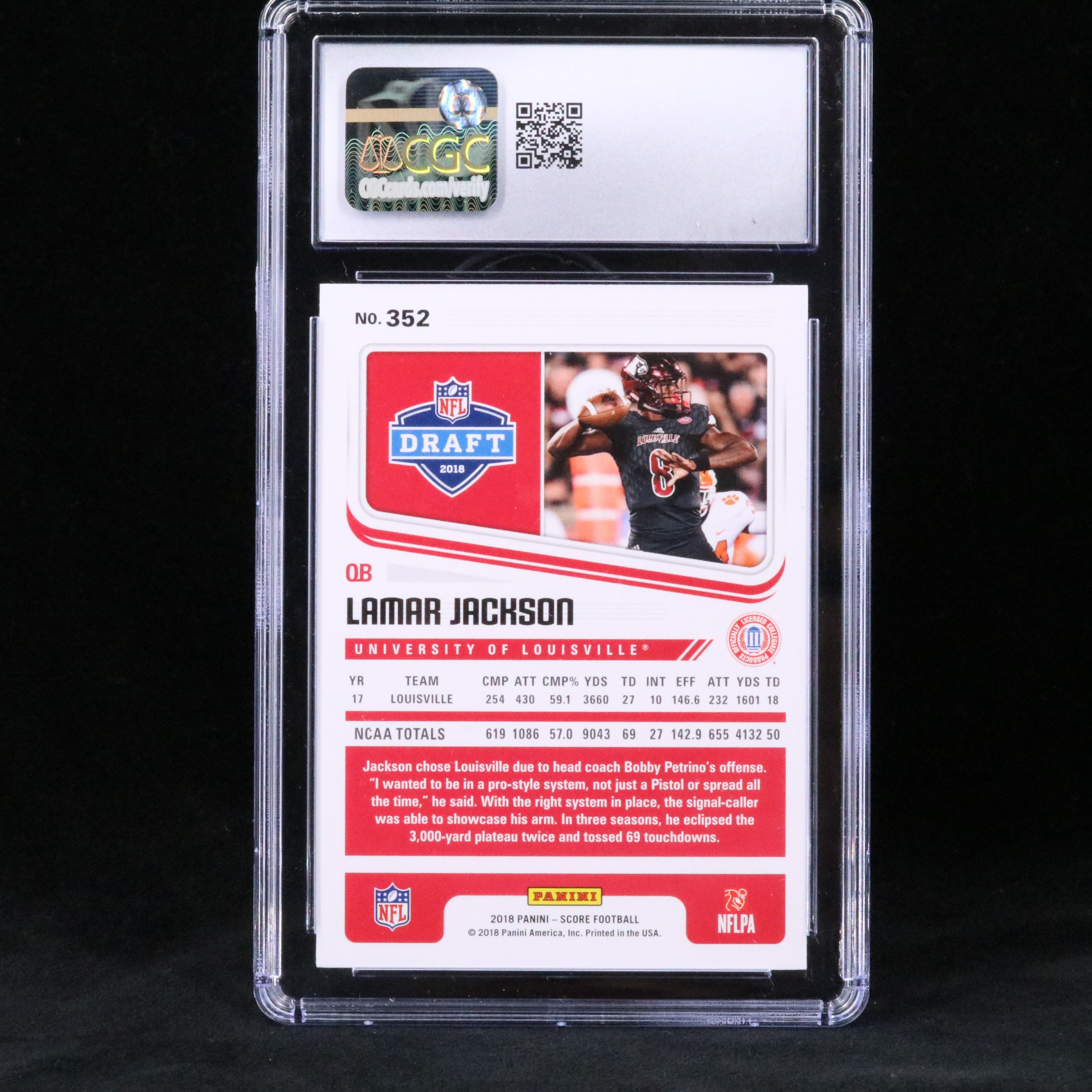 2018 Score Lamar Jackson Rookie Football Card Graded CGC 10