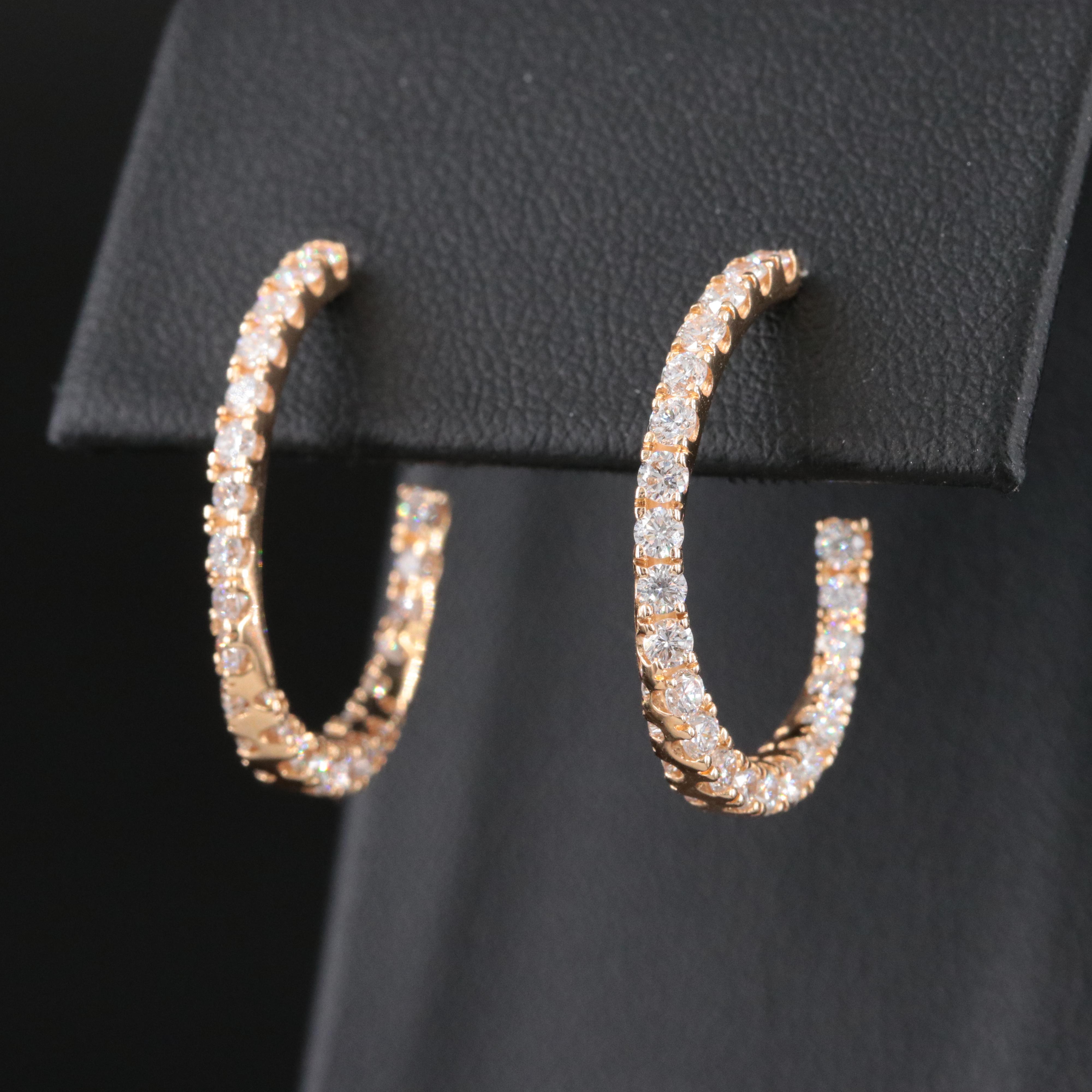 14K 1.50 CTW Lab Grown Diamond Twist Half Hoop Earrings