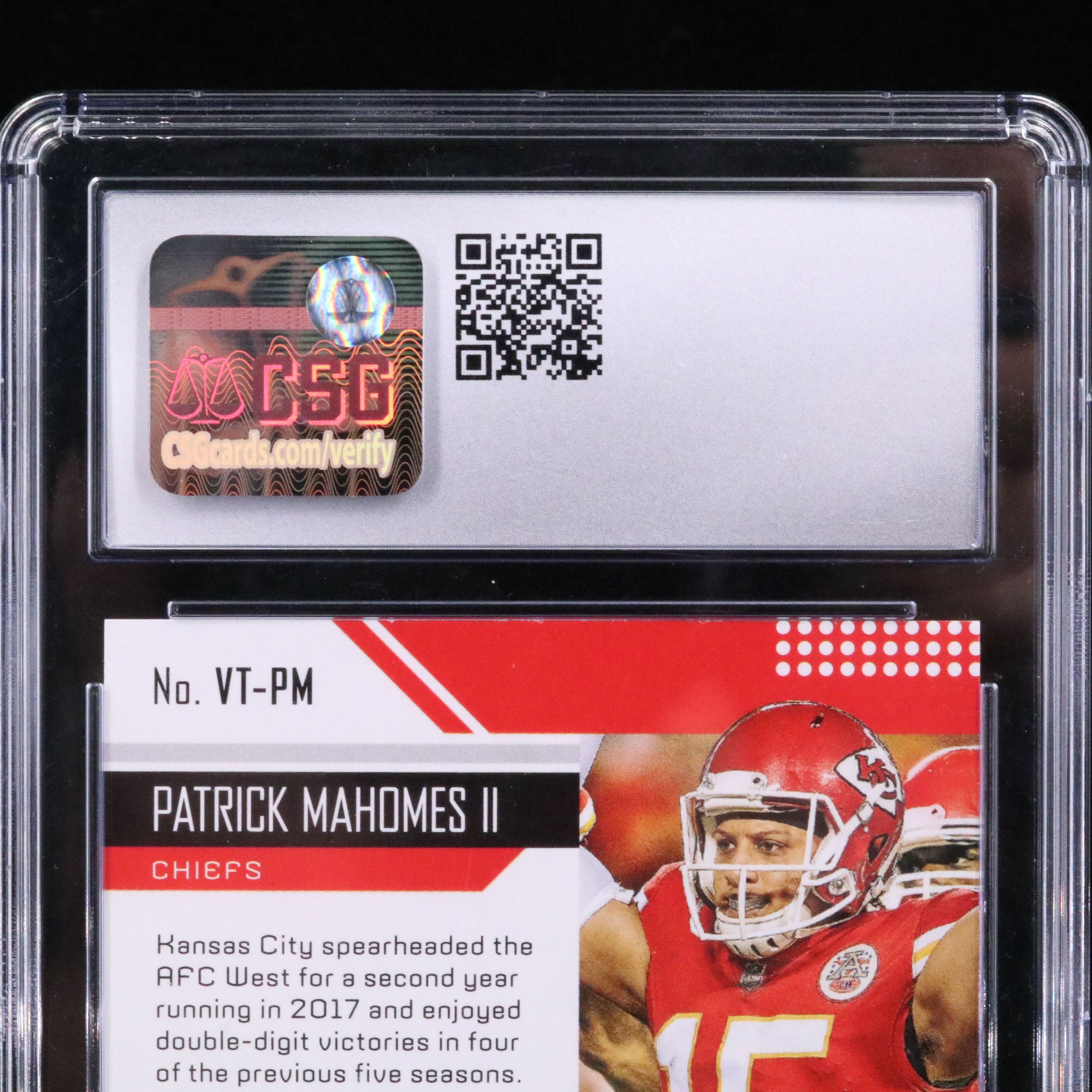 2018 Unparallelled Patrick Mahomes Victorious Football Card Graded CSG 10