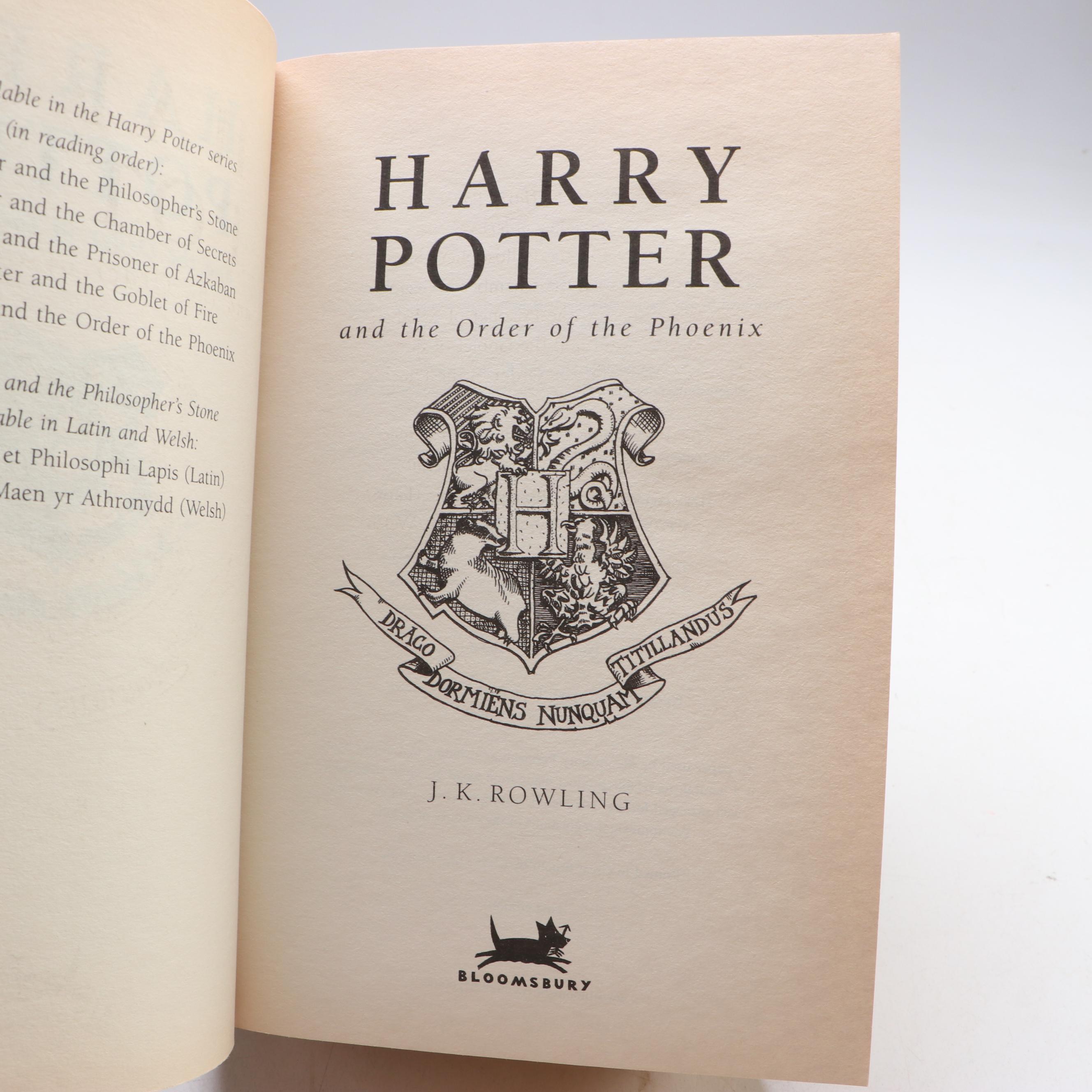 First UK Edition "Harry Potter and the Order of the Phoenix" by J. K. Rowling