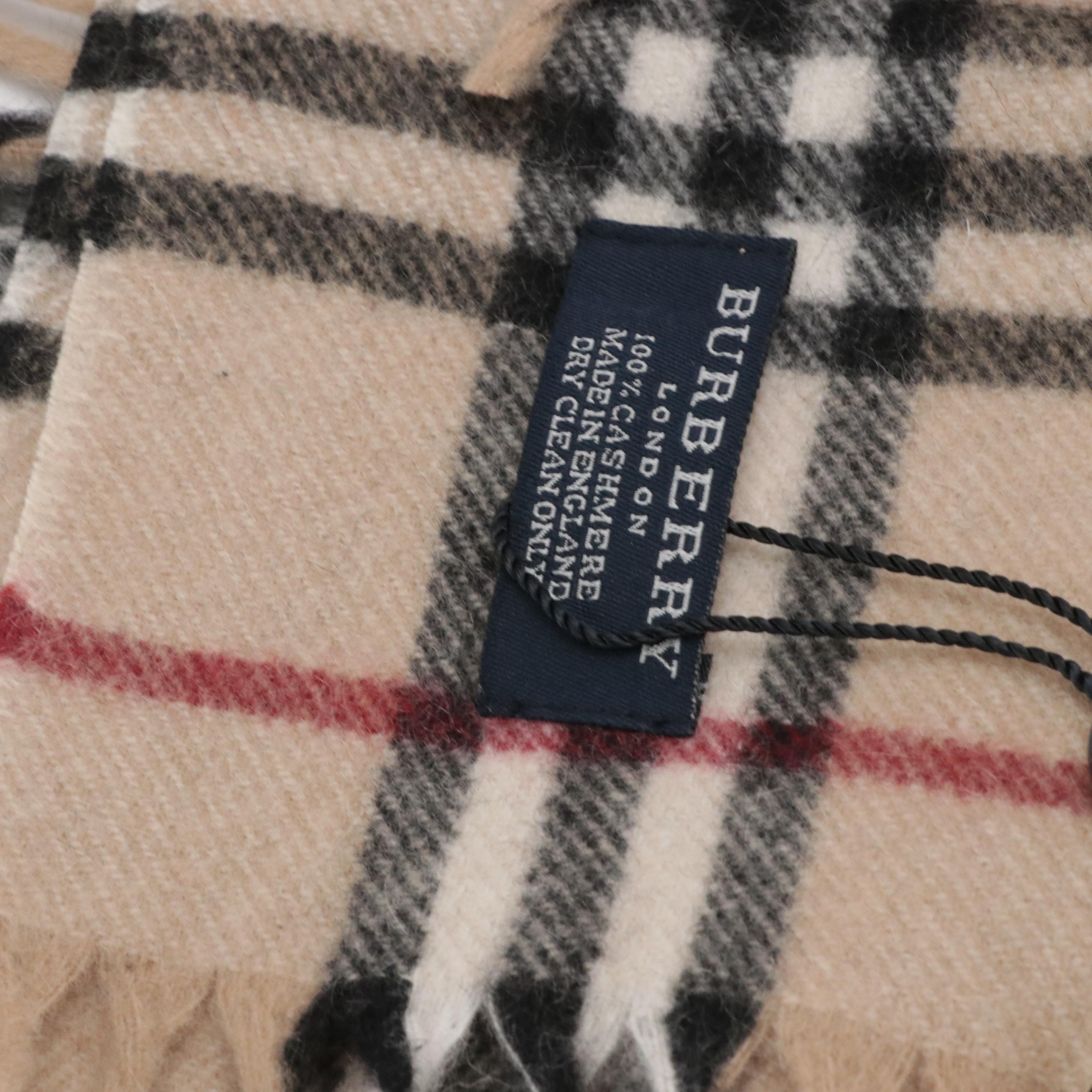 Burberry House Check Cashmere Happy Scarf, With Tags