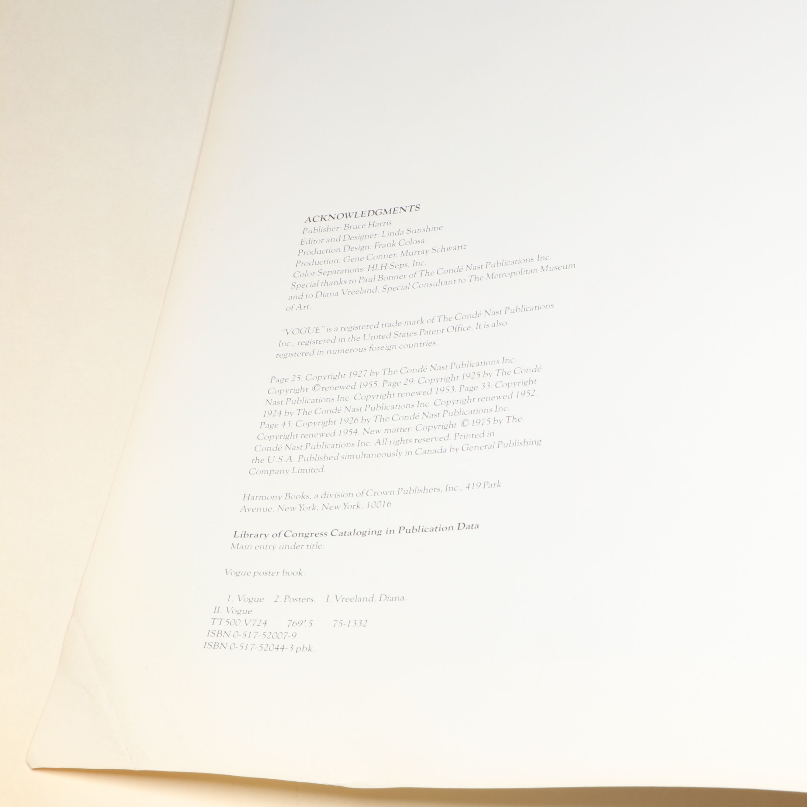 "Vogue Poster Book" by Diana Vreeland, 1975