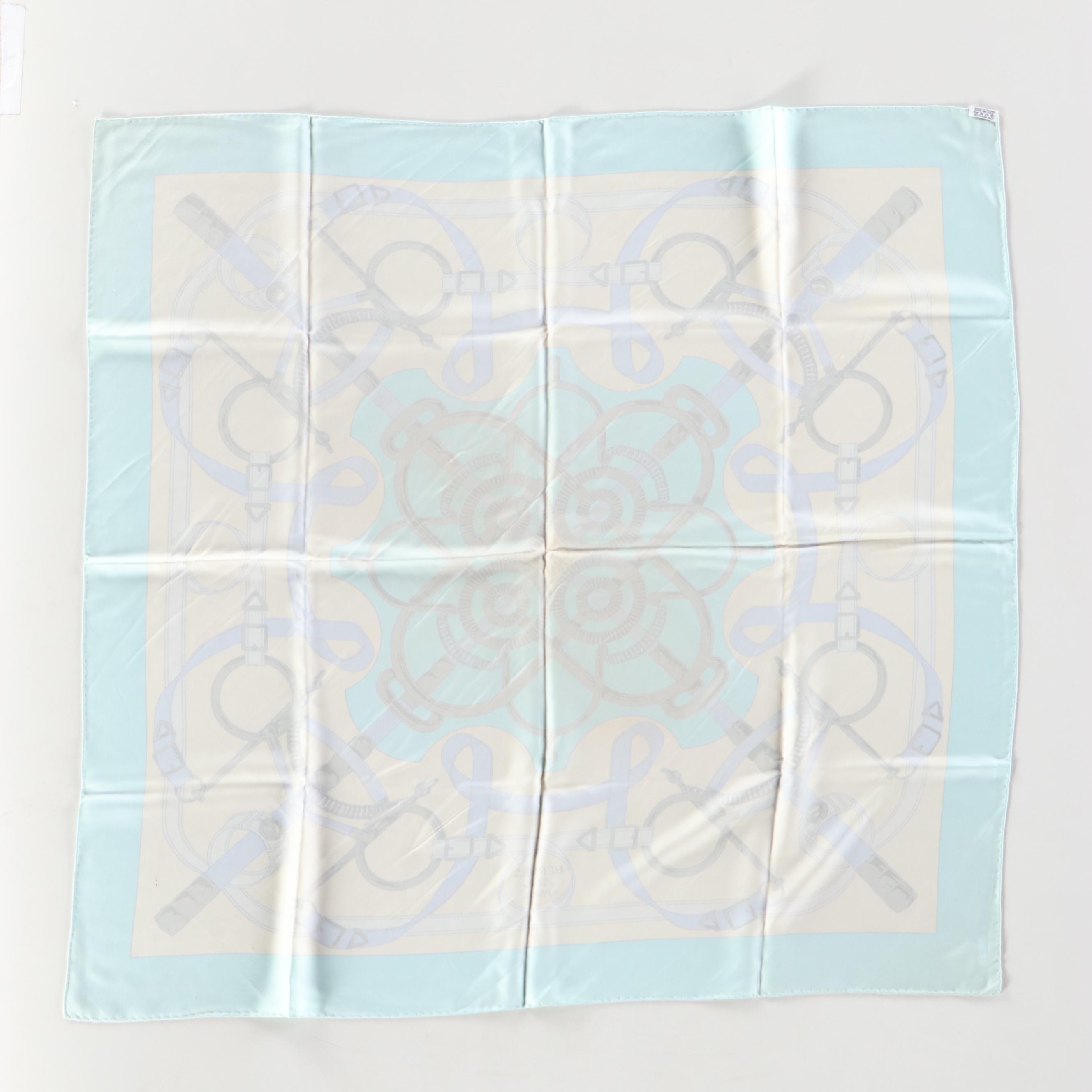 Hermès "Eperon D'Or" Silk Twill Scarf 90 in Box