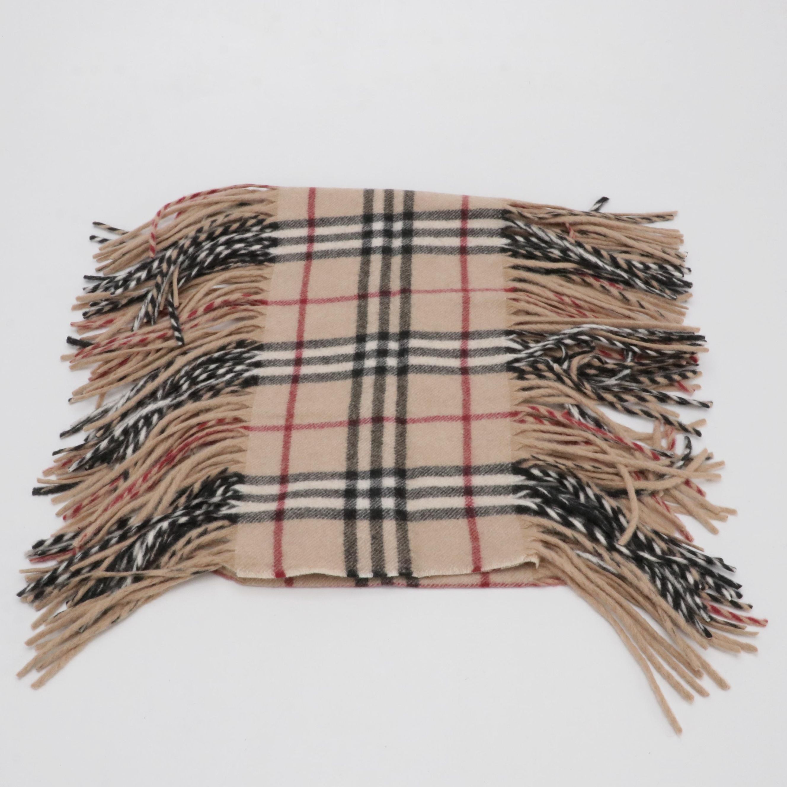 Burberry House Check Cashmere Happy Scarf, With Tags