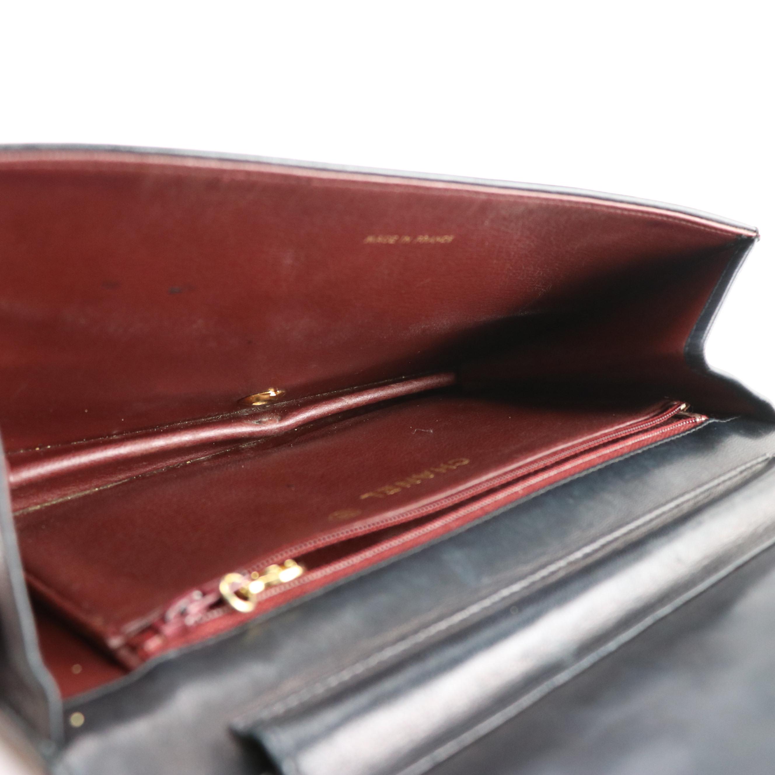 Chanel Single Full Flap Chain Link Shoulder Bag in Black Lambskin Leather