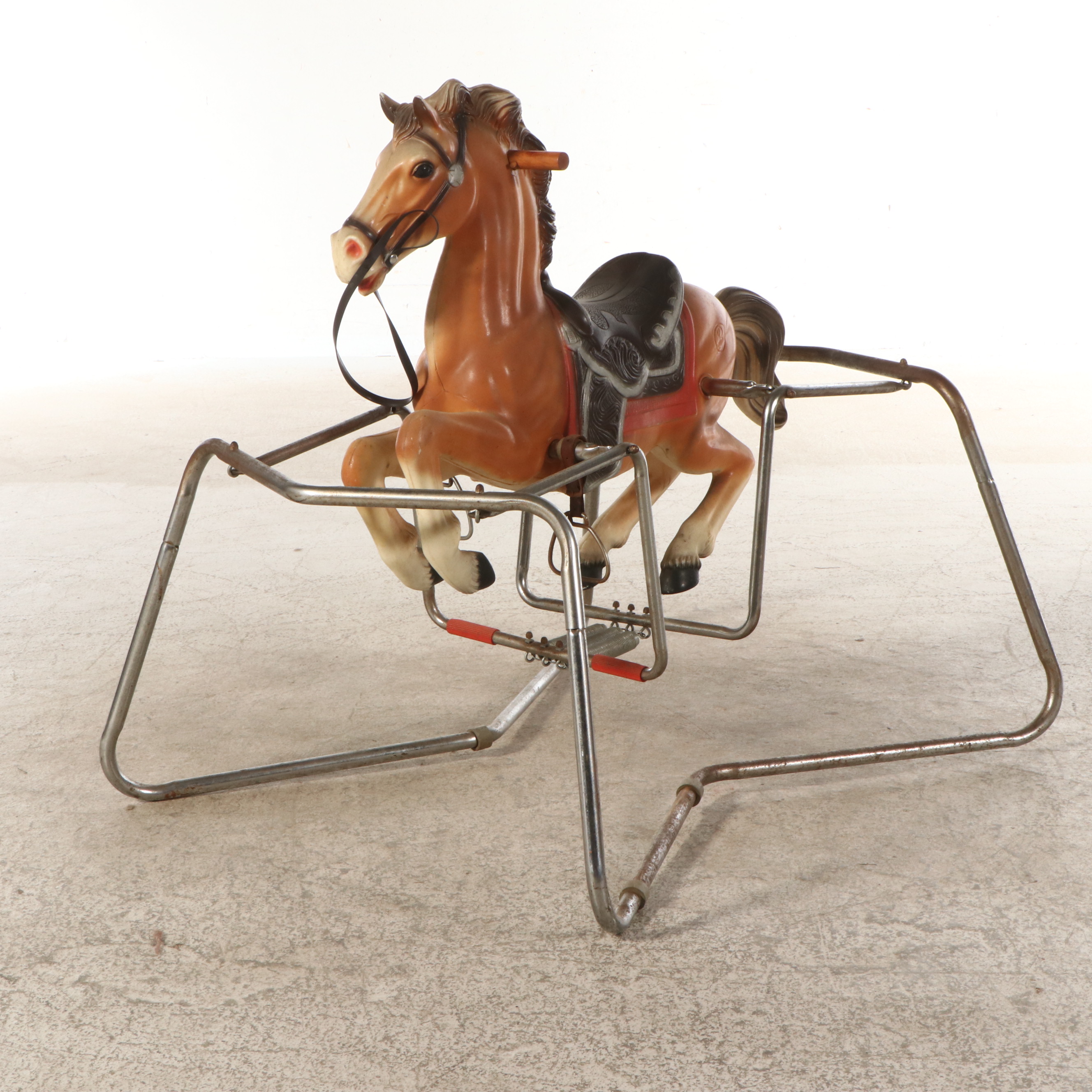 Spring-Mounted Rocking Horse Toy, Mid to Late 20th Century