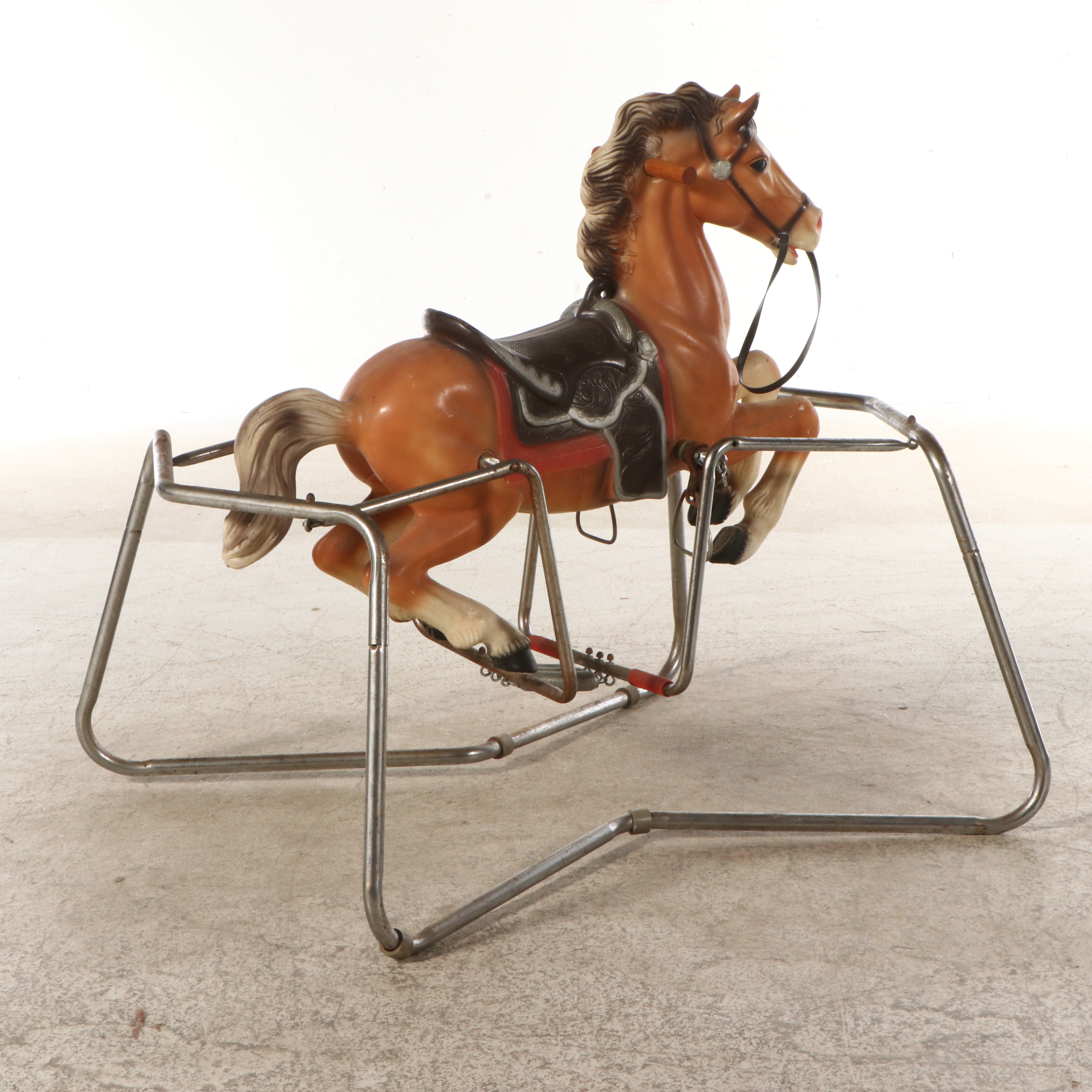 Spring-Mounted Rocking Horse Toy, Mid to Late 20th Century